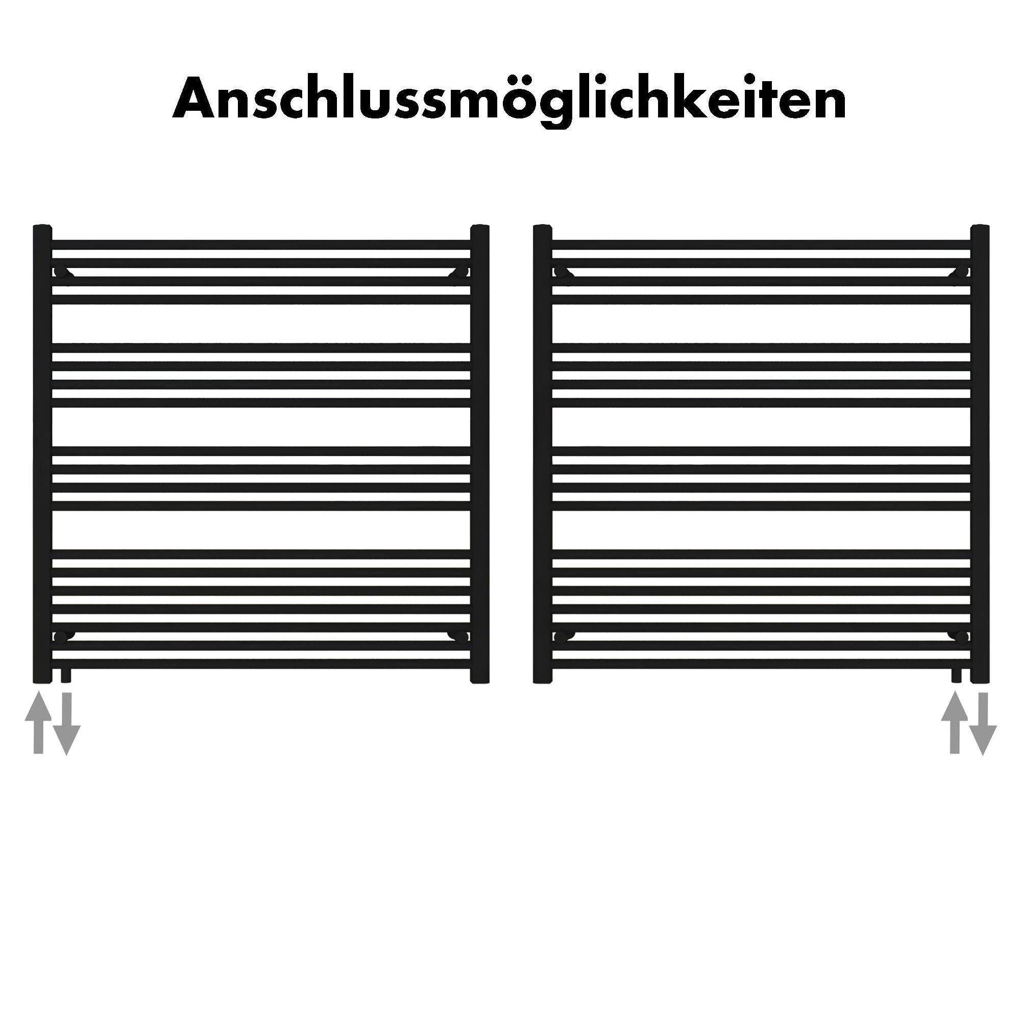 Badheizkörper Pegasus mit Seitenanschluss schwarz matt - badheizkoerper.net