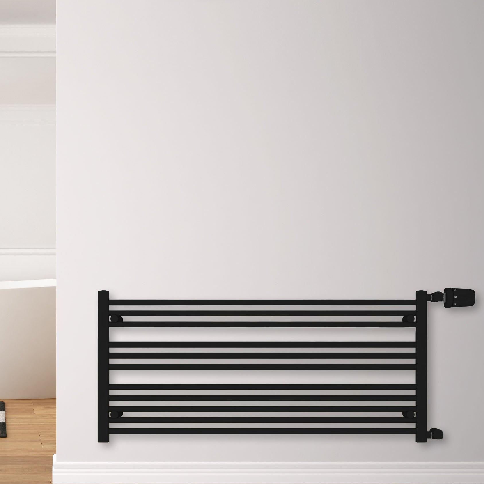 Badheizkörper Andromeda mit Seitenanschluss schwarz matt - badheizkoerper.net