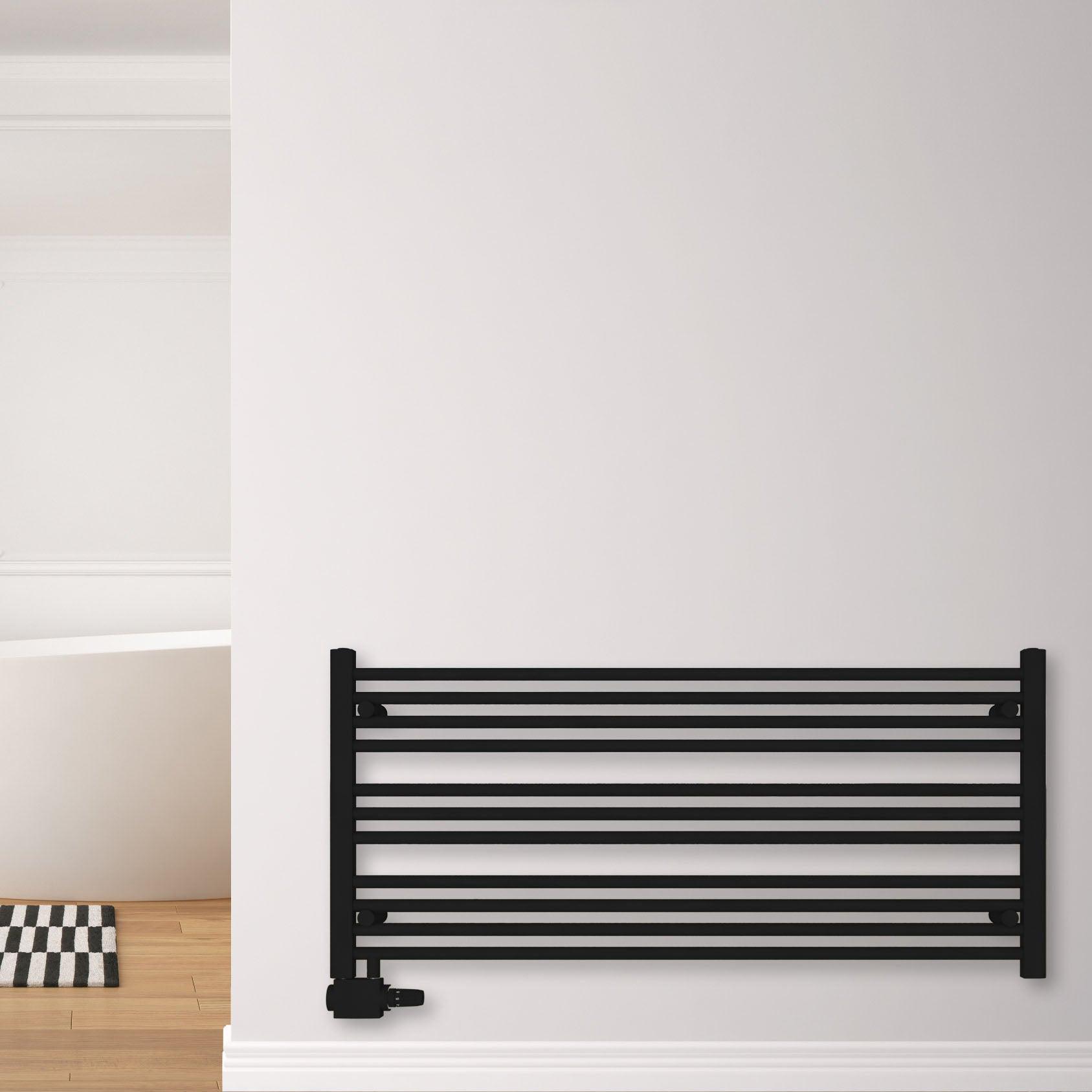 Badheizkörper Pegasus mit Seitenanschluss schwarz matt - badheizkoerper.net