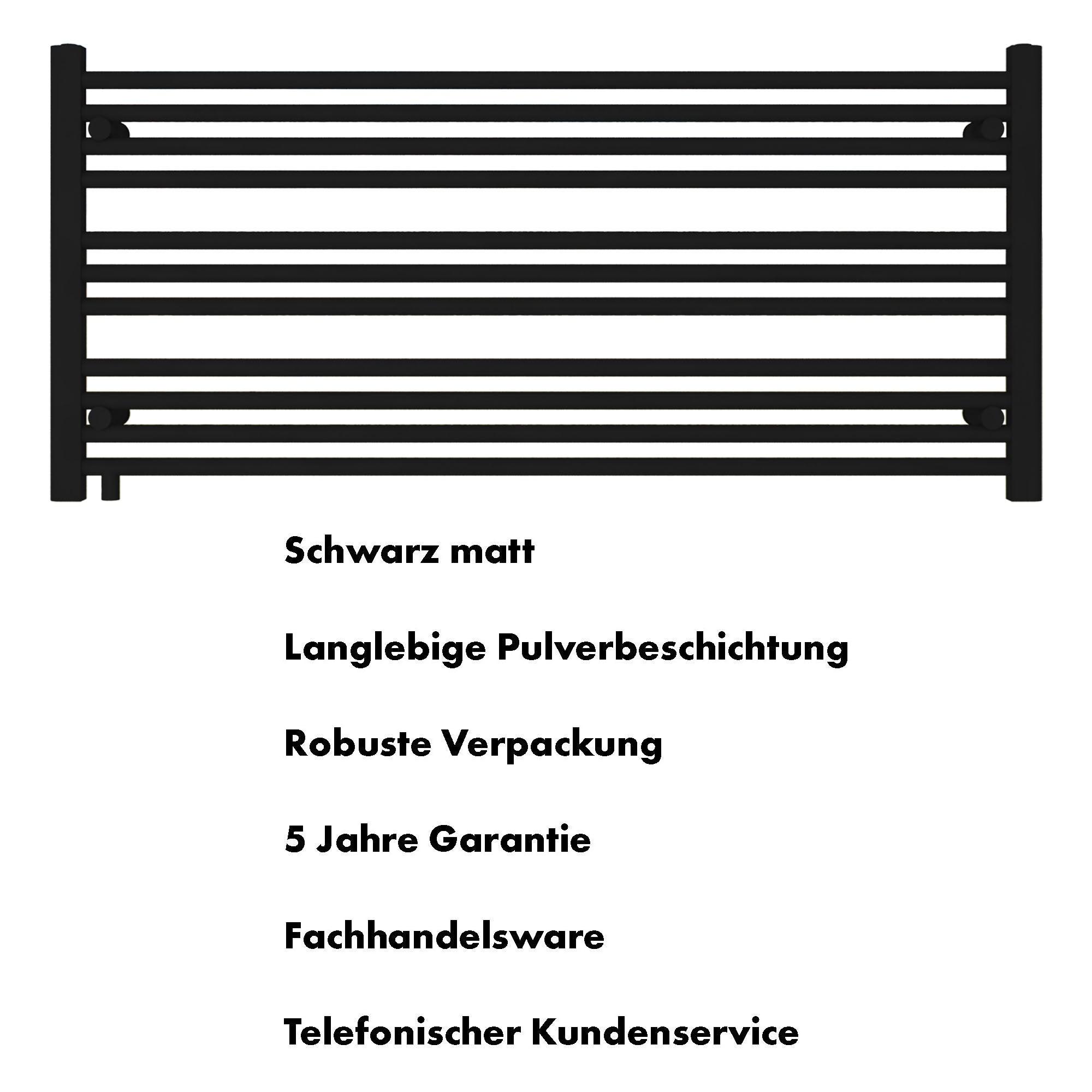 Badheizkörper Pegasus mit Seitenanschluss schwarz matt - badheizkoerper.net