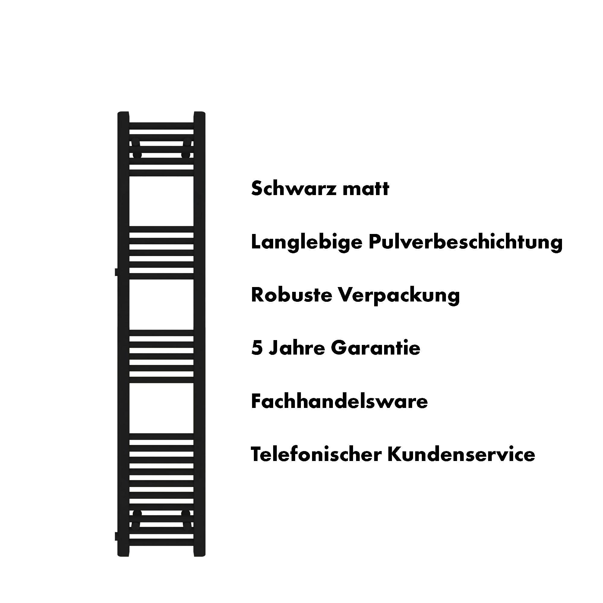 Badheizkörper Andromeda mit Seitenanschluss schwarz matt - badheizkoerper.net