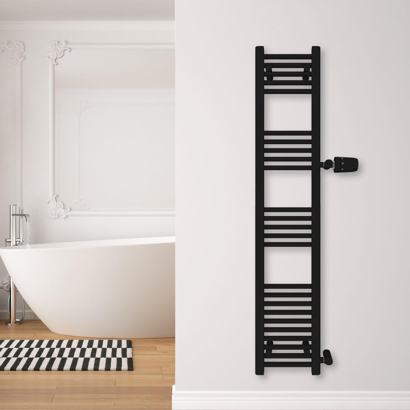 Badheizkörper Andromeda mit Seitenanschluss schwarz matt - badheizkoerper.net