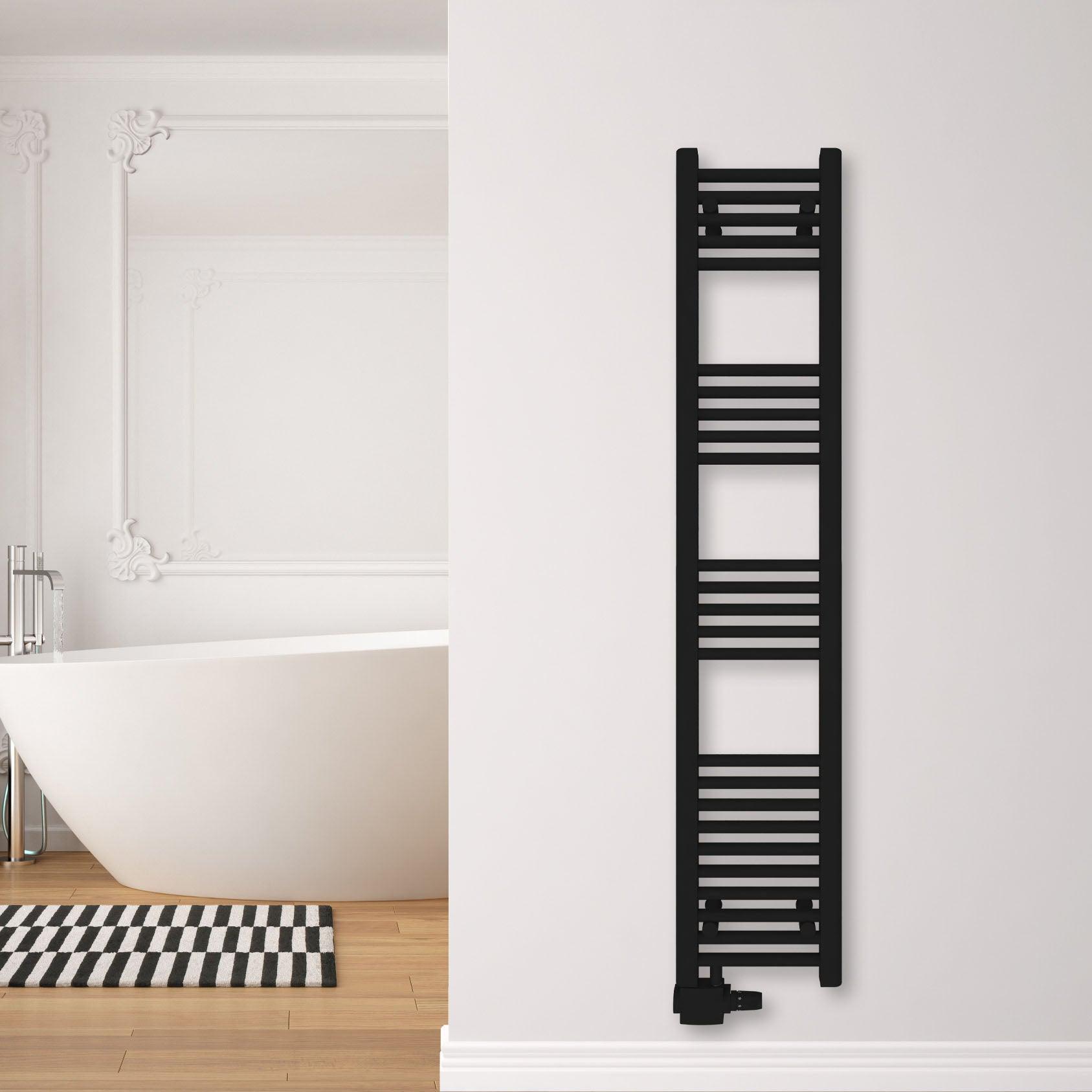 Badheizkörper Pegasus mit Seitenanschluss schwarz matt - badheizkoerper.net