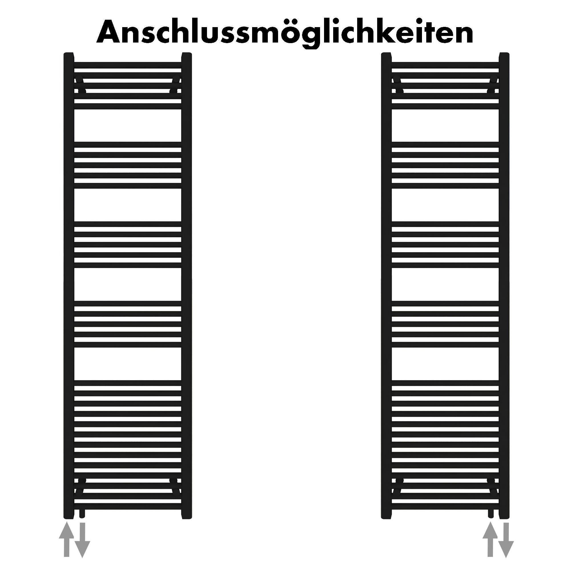 Badheizkörper Pegasus mit Seitenanschluss schwarz matt - badheizkoerper.net