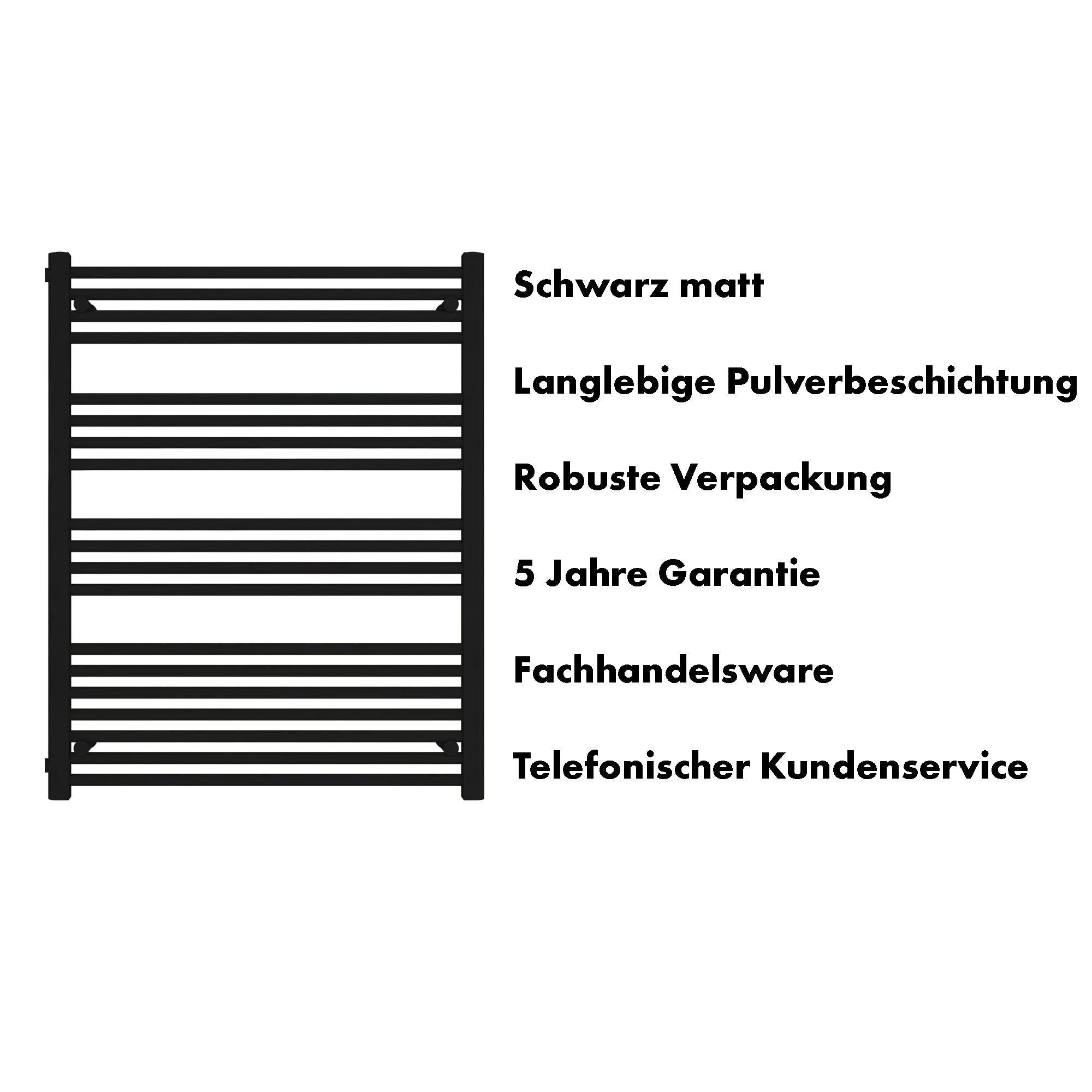 Badheizkörper Andromeda mit Seitenanschluss schwarz matt - badheizkoerper.net