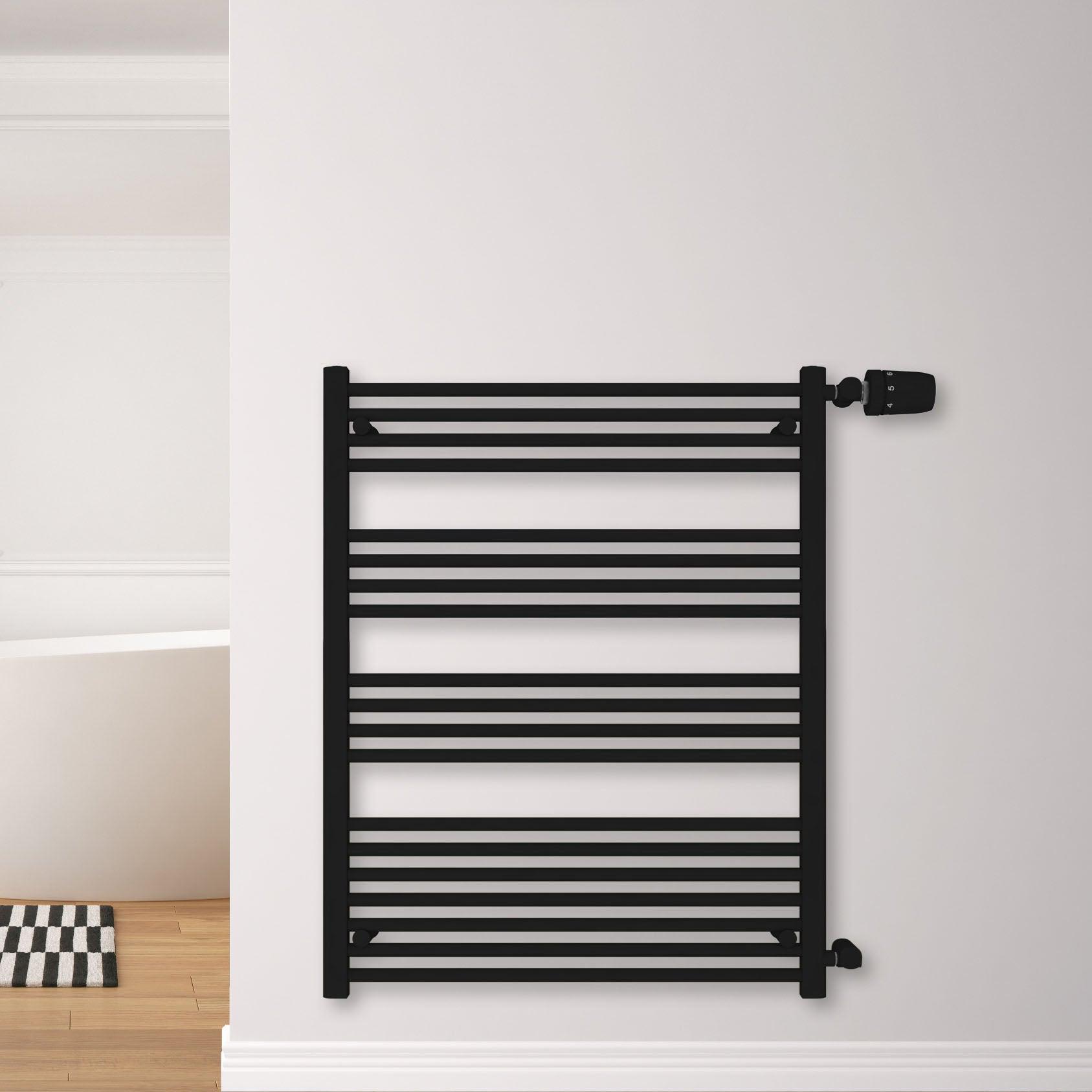 Badheizkörper Andromeda mit Seitenanschluss schwarz matt - badheizkoerper.net