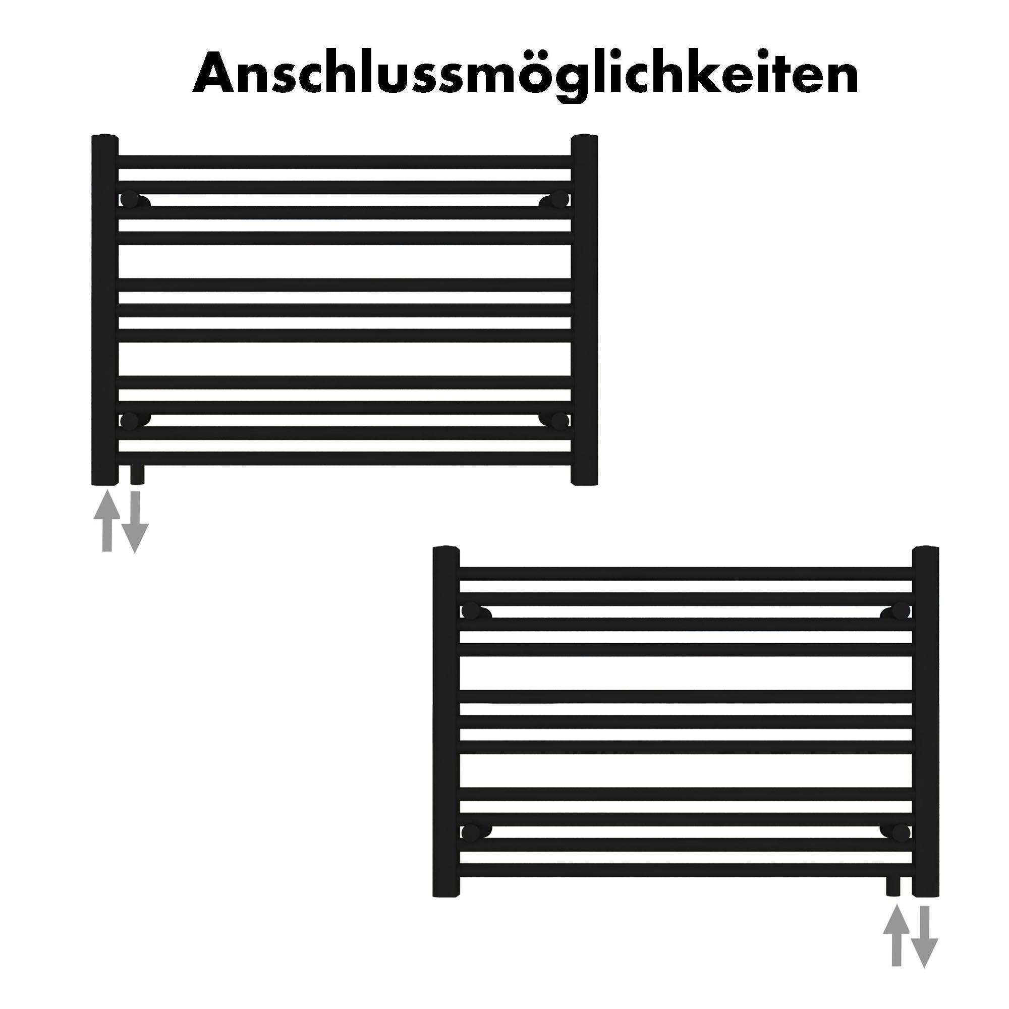 Badheizkörper Pegasus mit Seitenanschluss schwarz matt - badheizkoerper.net