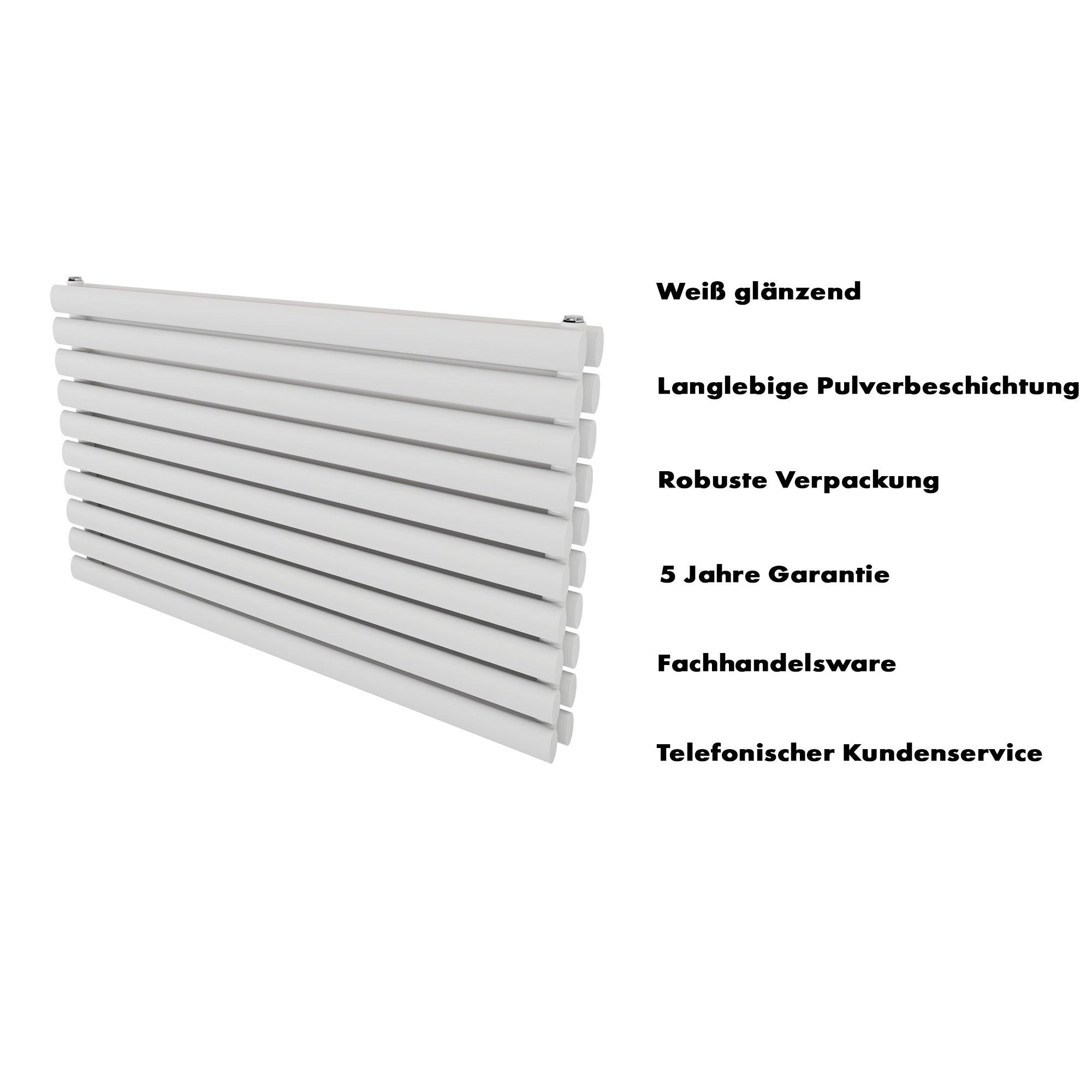 Badheizkörper Ebla Duo Horizontal mit Seitenanschluss weiß - badheizkoerper.net