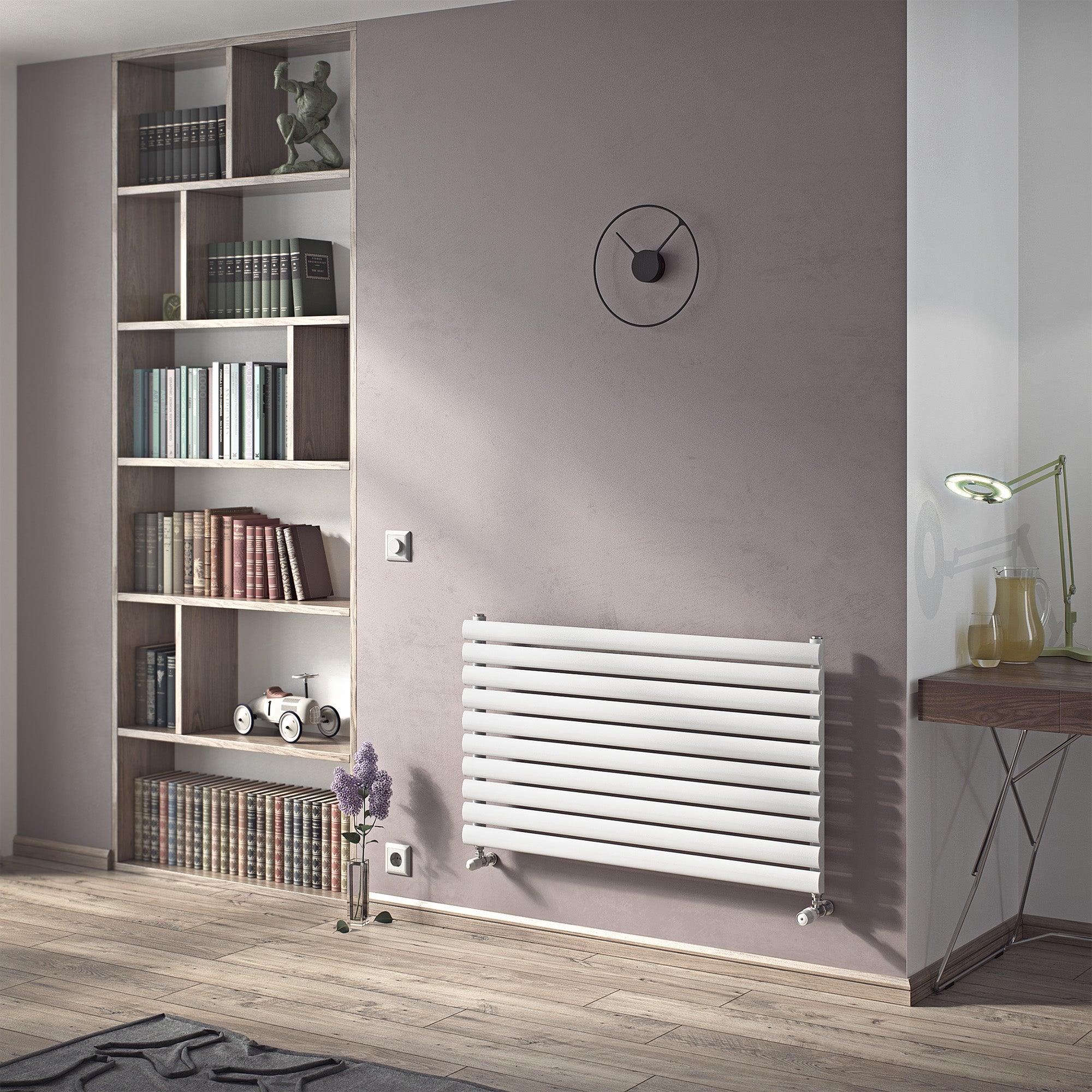 Badheizkörper Ebla Horizontal mit Seitenanschluss weiß - badheizkoerper.net
