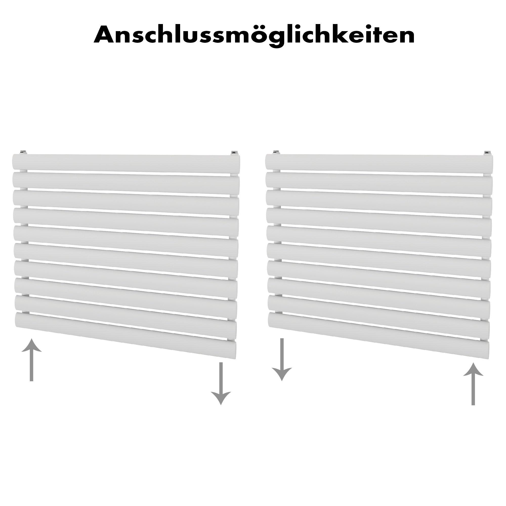 Badheizkörper Ebla Horizontal mit Seitenanschluss weiß - badheizkoerper.net