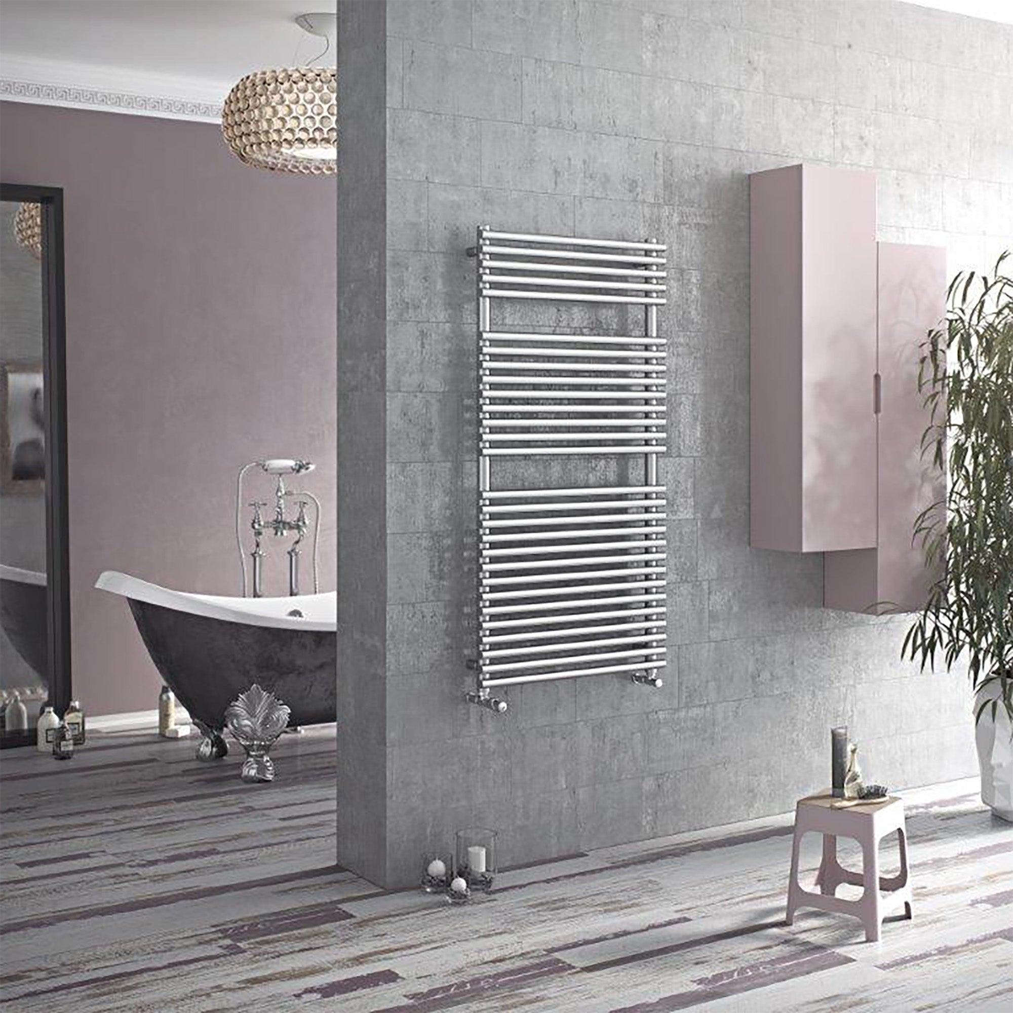 Badheizkörper Felis mit Seitenanschluss Edelstahl - badheizkoerper.net