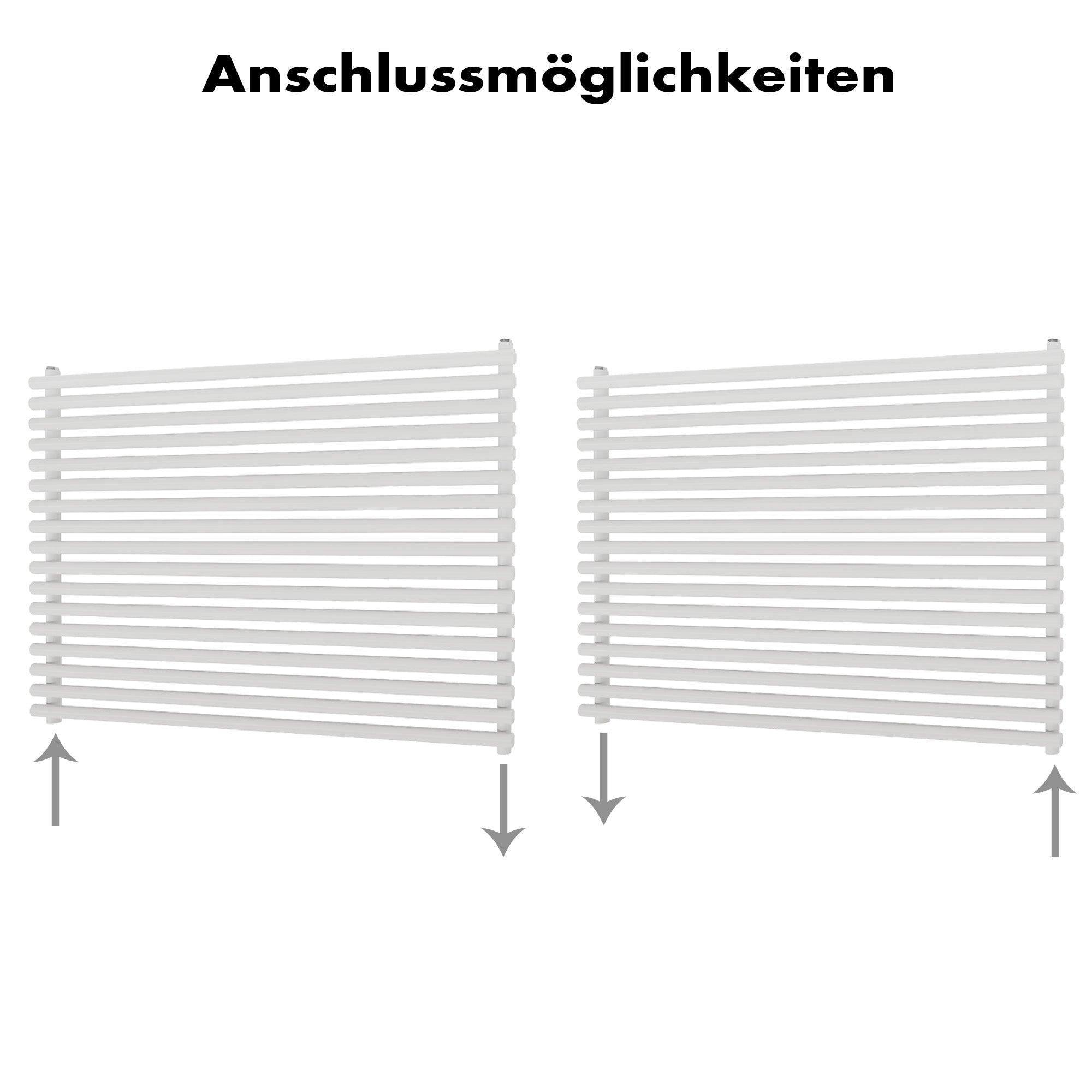 Badheizkörper Gloas Horizontal einlagig mit Seitenanschluss weiß - badheizkoerper.net