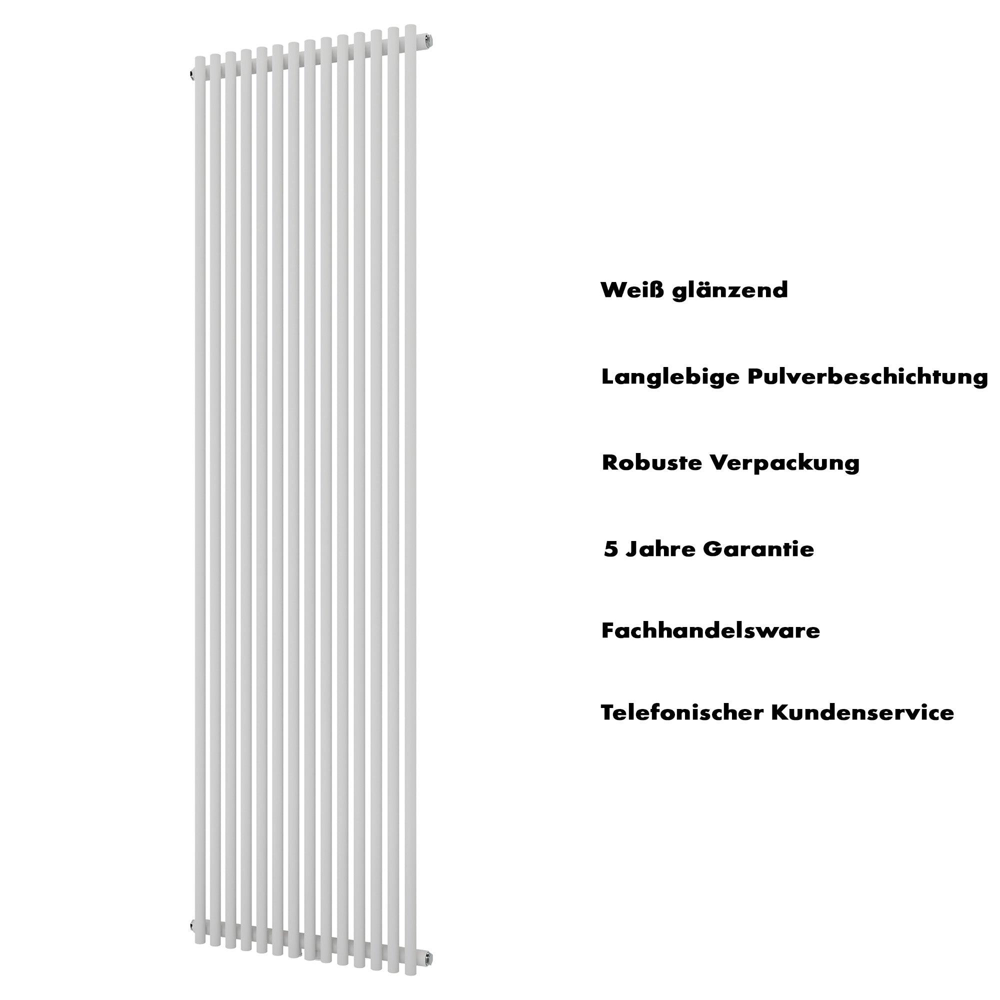 Badheizkörper Gloas Vertikal mit Mittelanschluss weiß - badheizkoerper.net