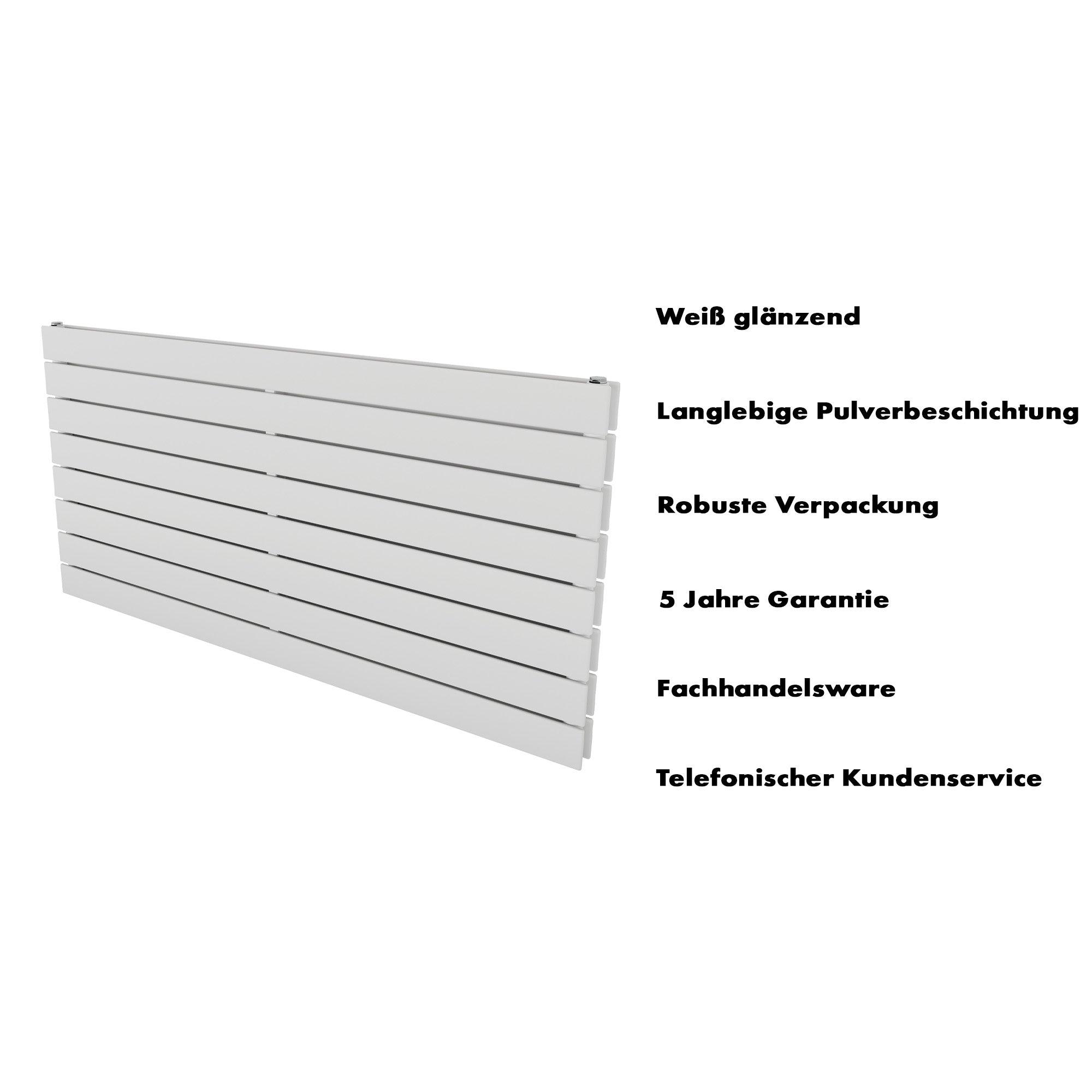 Badheizkörper Mira Duo Horizontal mit Seitenanschluss weiß - badheizkoerper.net