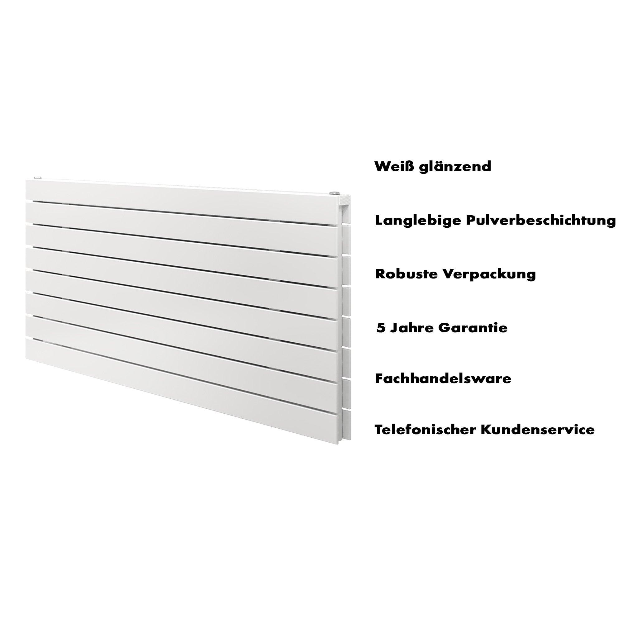 Badheizkörper Mira Duo Horizontal Elegant mit Mittelanschluss weiß - badheizkoerper.net