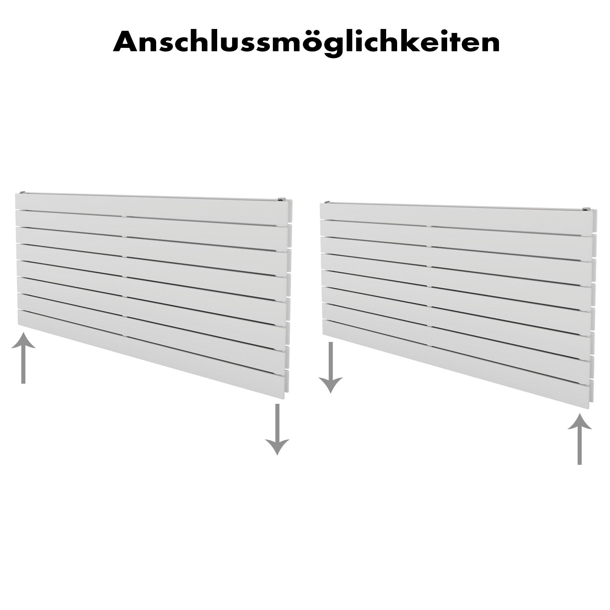 Badheizkörper Mira Duo Horizontal mit Seitenanschluss weiß - badheizkoerper.net