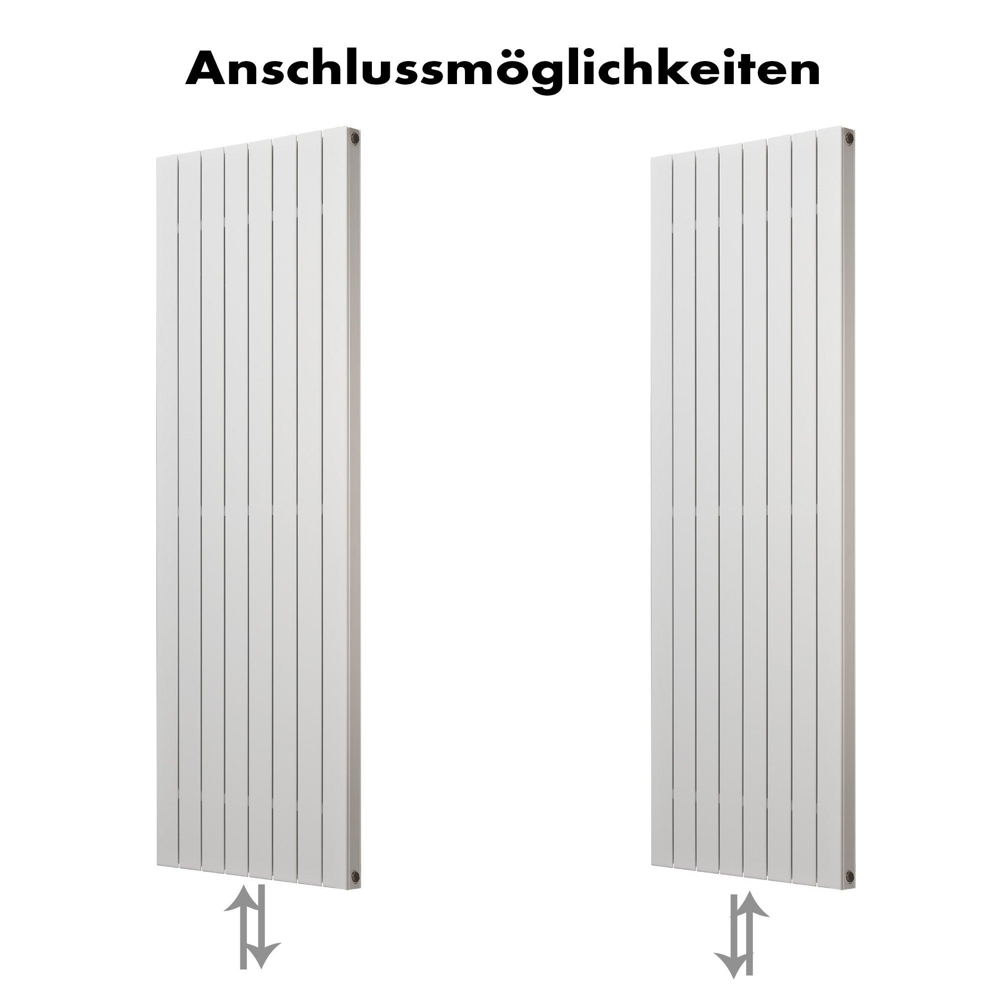 Badheizkörper Mira Duo Vertikal Elegant mit Mittelanschluss weiß - badheizkoerper.net