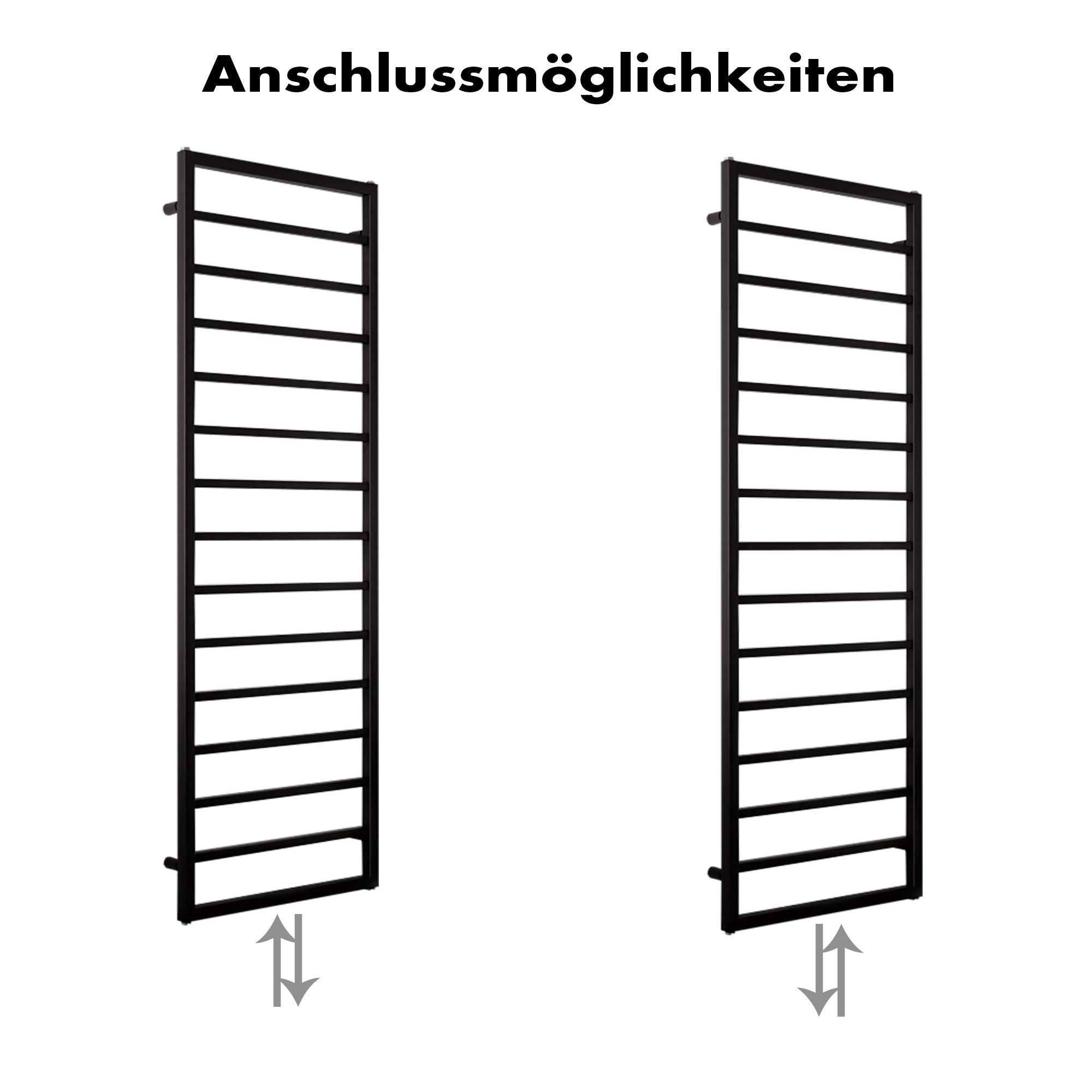 Badheizkörper Segin Light mit Mittelanschluss schwarz matt - badheizkoerper.net