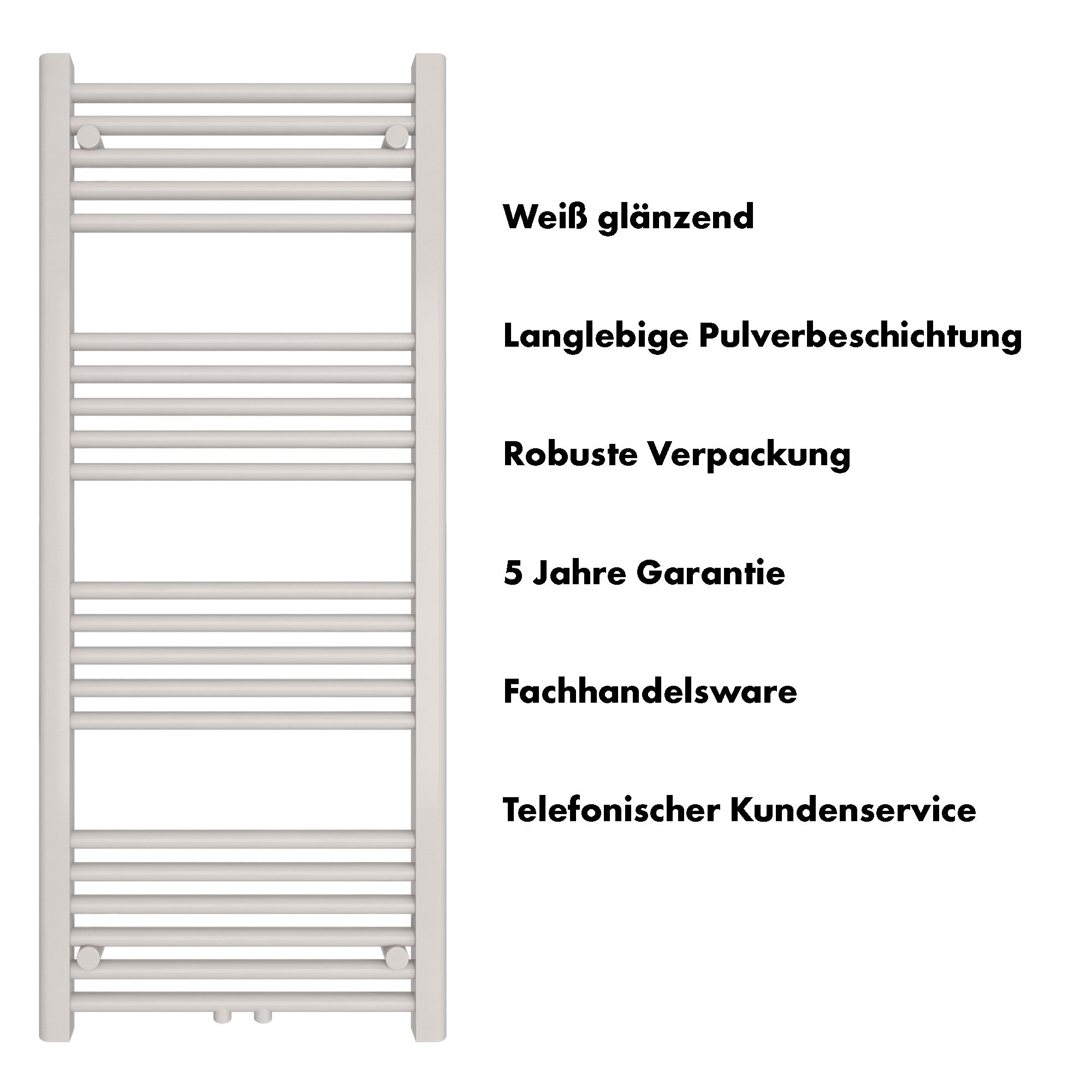 Badheizkörper Carina mit Mittelanschluss weiß - badheizkoerper.net