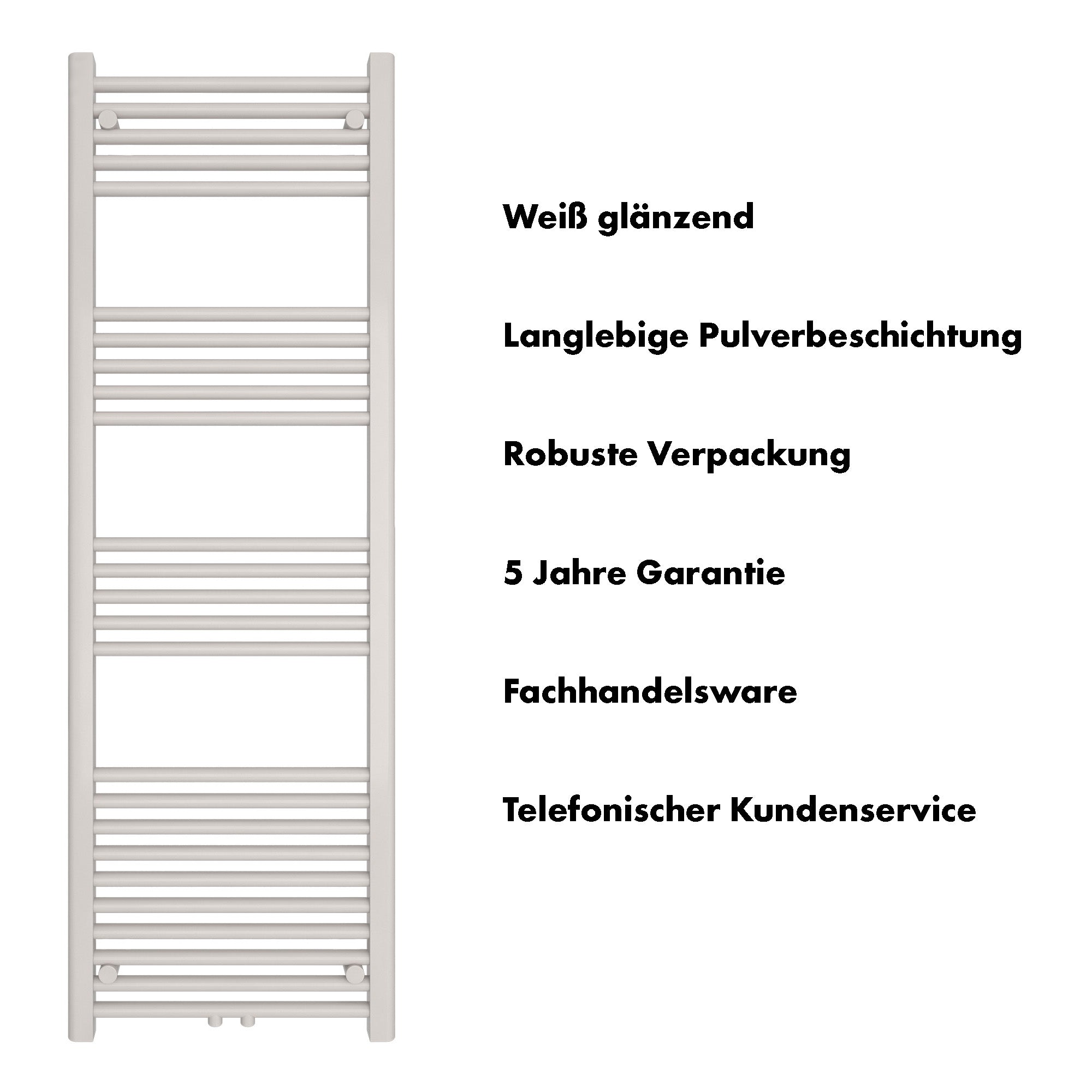 Badheizkörper Carina mit Mittelanschluss weiß - badheizkoerper.net