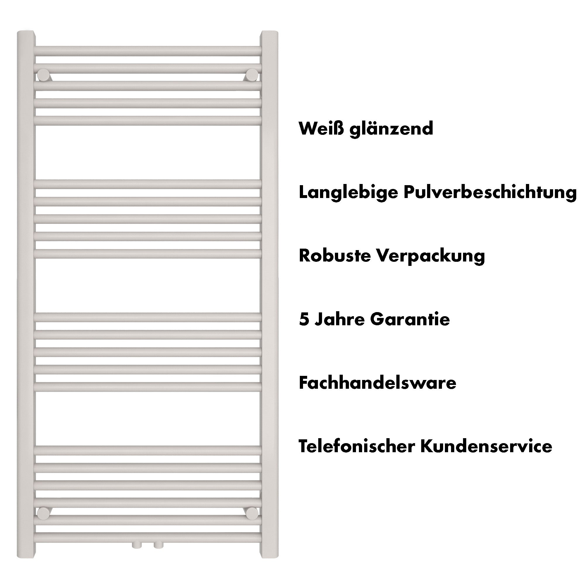 Badheizkörper Carina mit Mittelanschluss weiß - badheizkoerper.net