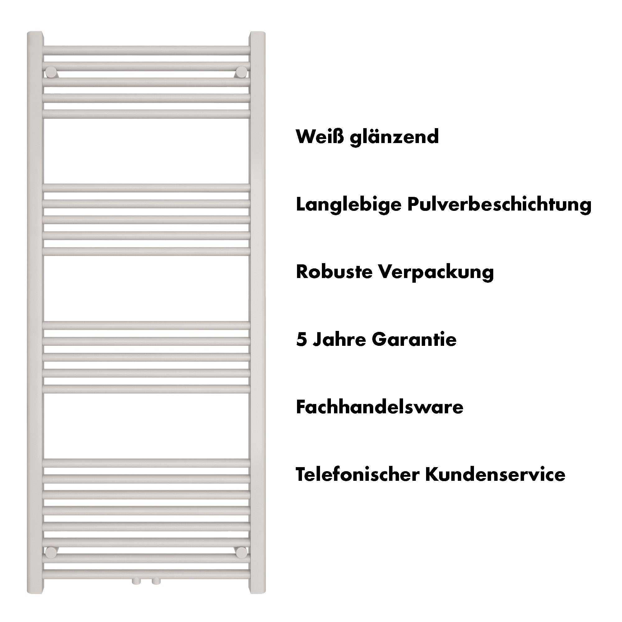 Badheizkörper Carina mit Mittelanschluss weiß - badheizkoerper.net