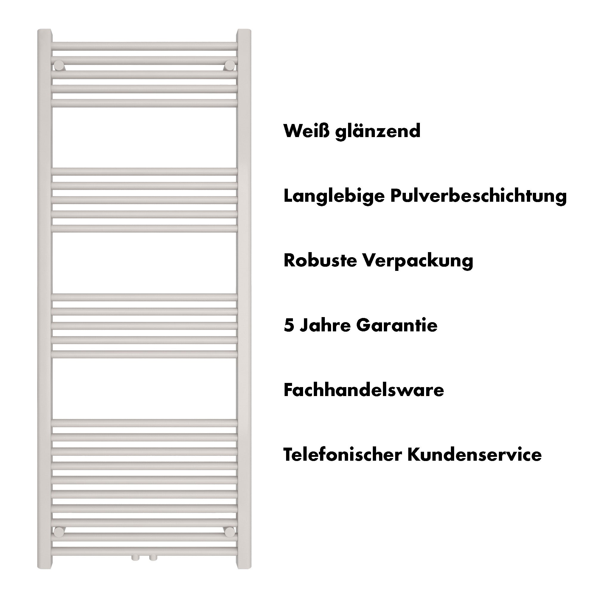 Badheizkörper Carina mit Mittelanschluss weiß - badheizkoerper.net