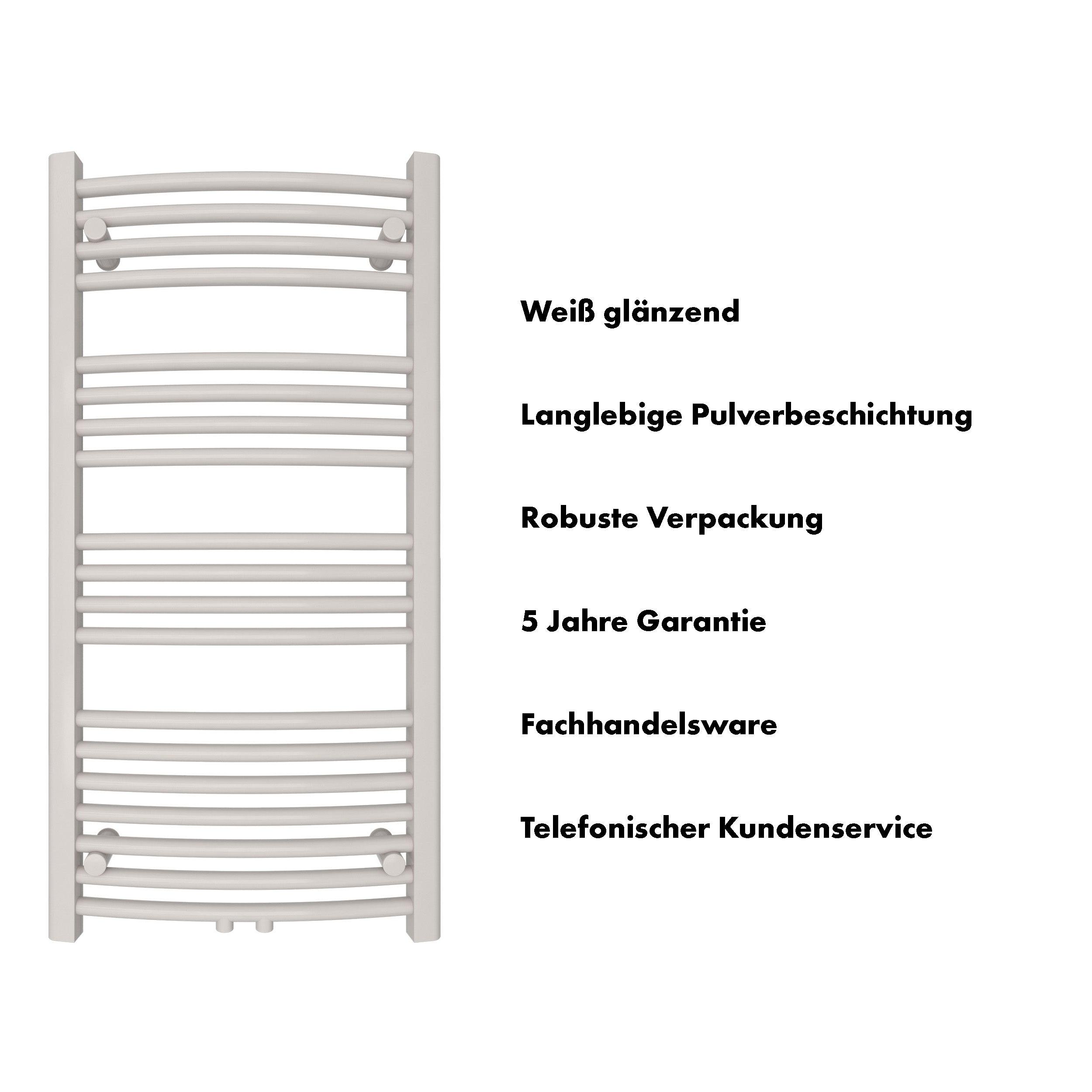 Badheizkörper Columba gebogen mit Mittelanschluss - badheizkoerper.net