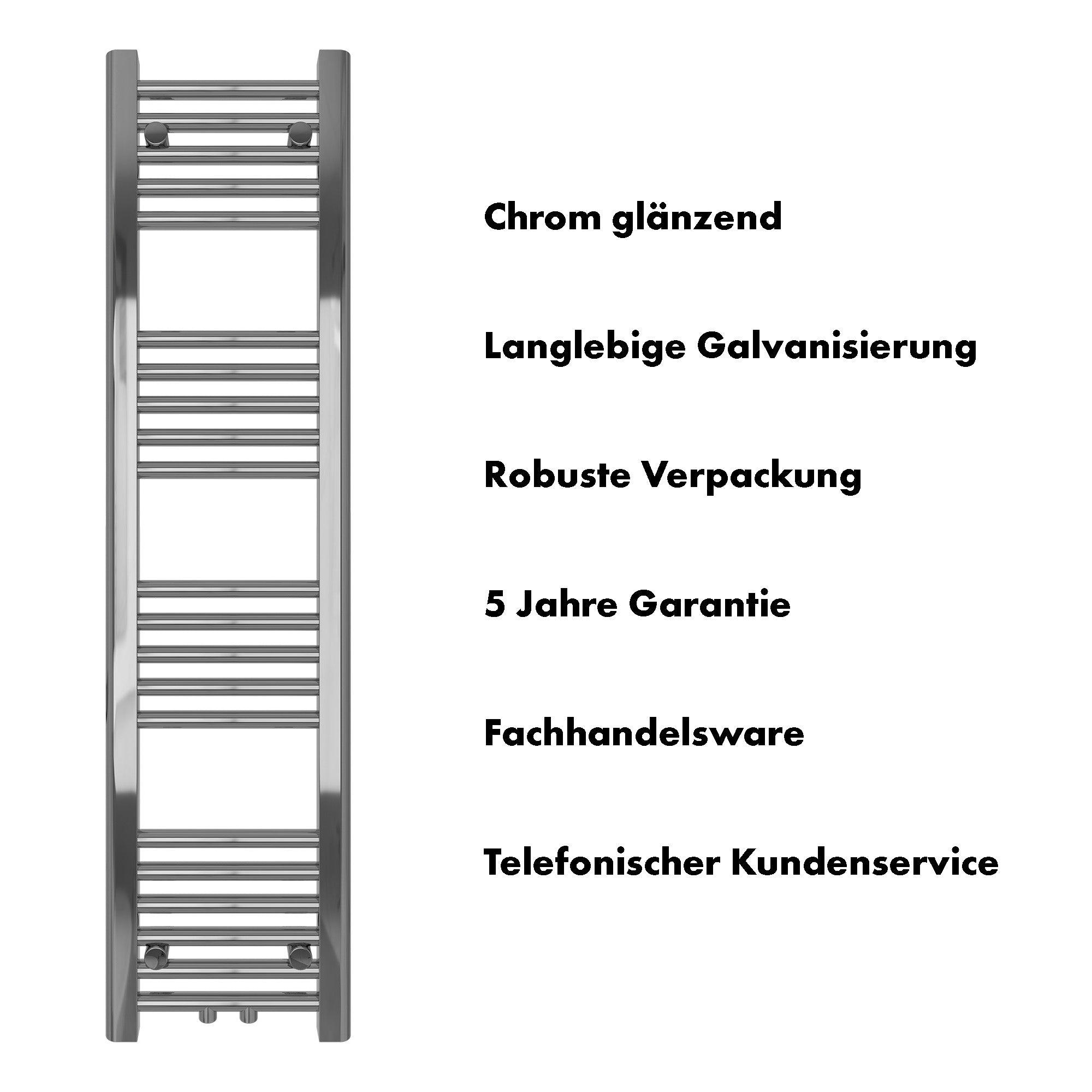 Badheizkörper Carina mit Mittelanschluss chrom - badheizkoerper.net