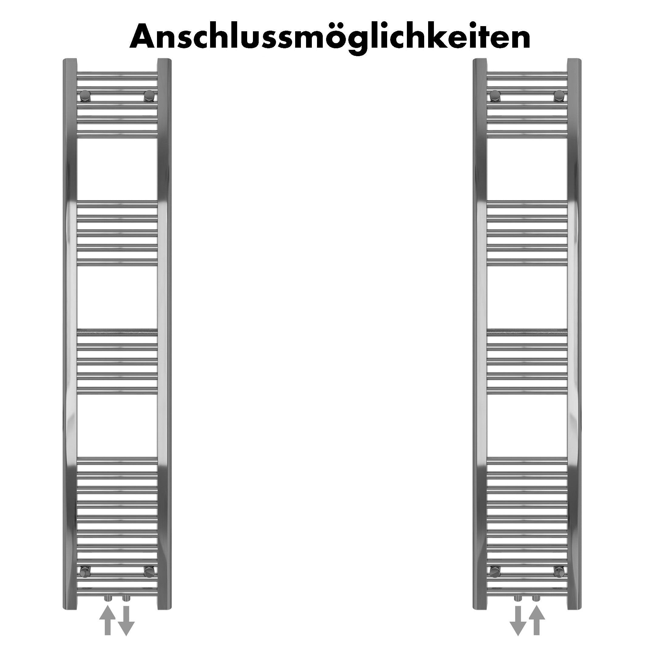 Badheizkörper Carina mit Mittelanschluss chrom - badheizkoerper.net