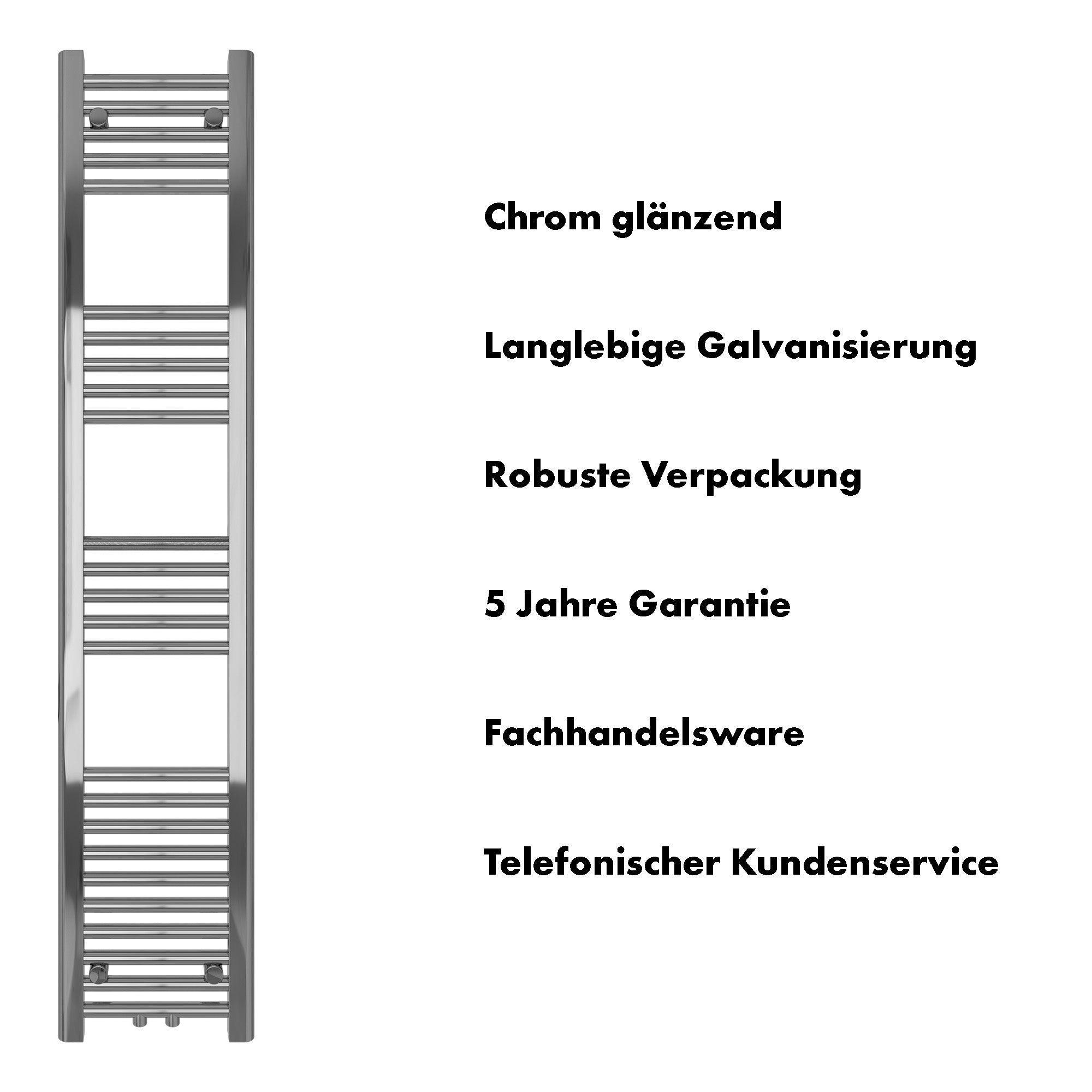 Badheizkörper Carina mit Mittelanschluss chrom - badheizkoerper.net