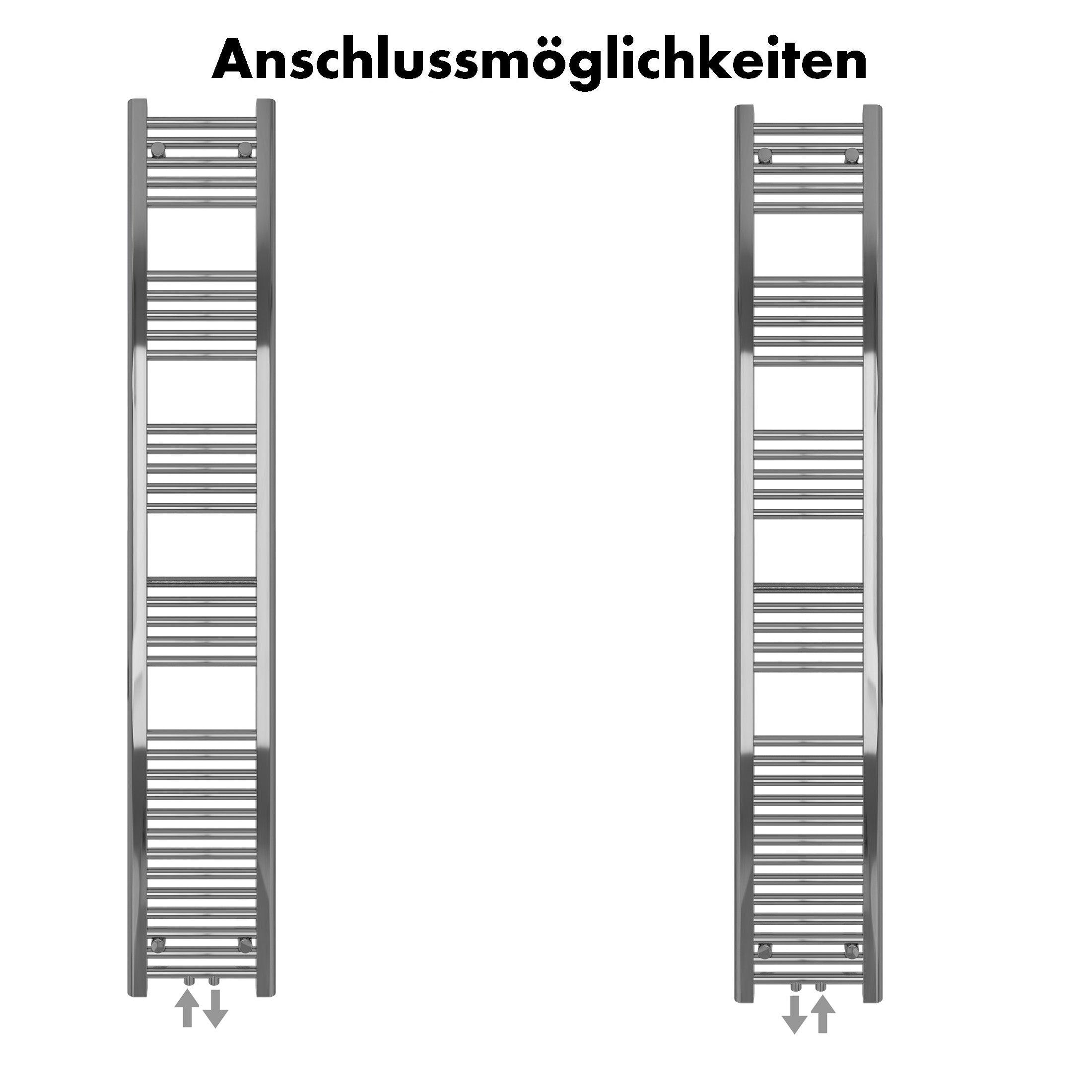 Badheizkörper Carina mit Mittelanschluss chrom - badheizkoerper.net
