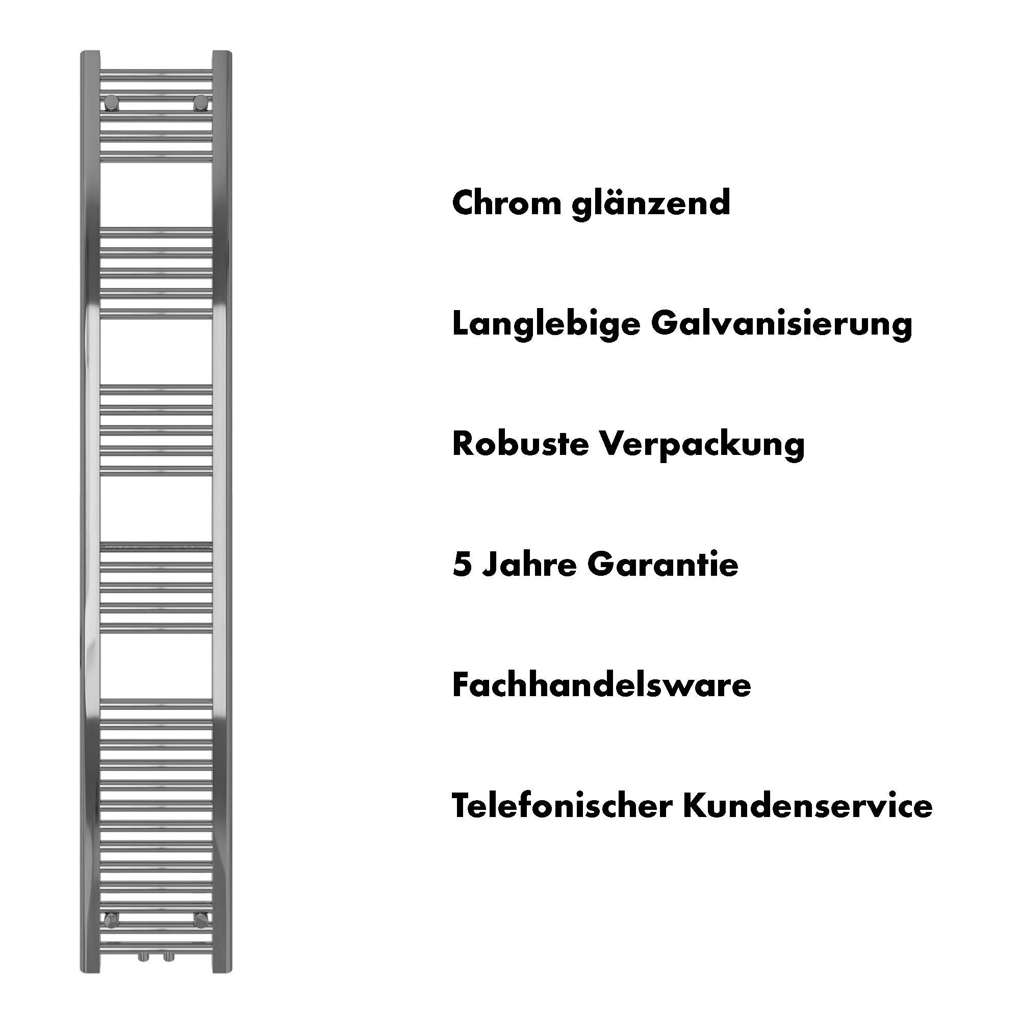 Badheizkörper Carina mit Mittelanschluss chrom - badheizkoerper.net