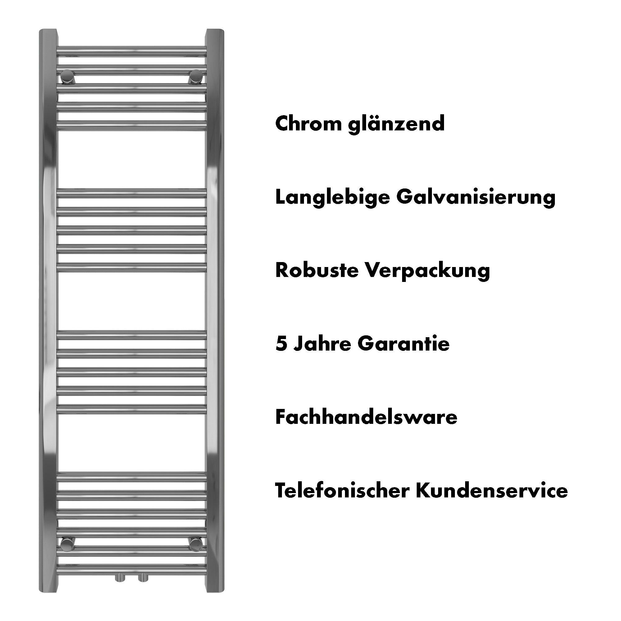 Badheizkörper Carina mit Mittelanschluss chrom - badheizkoerper.net