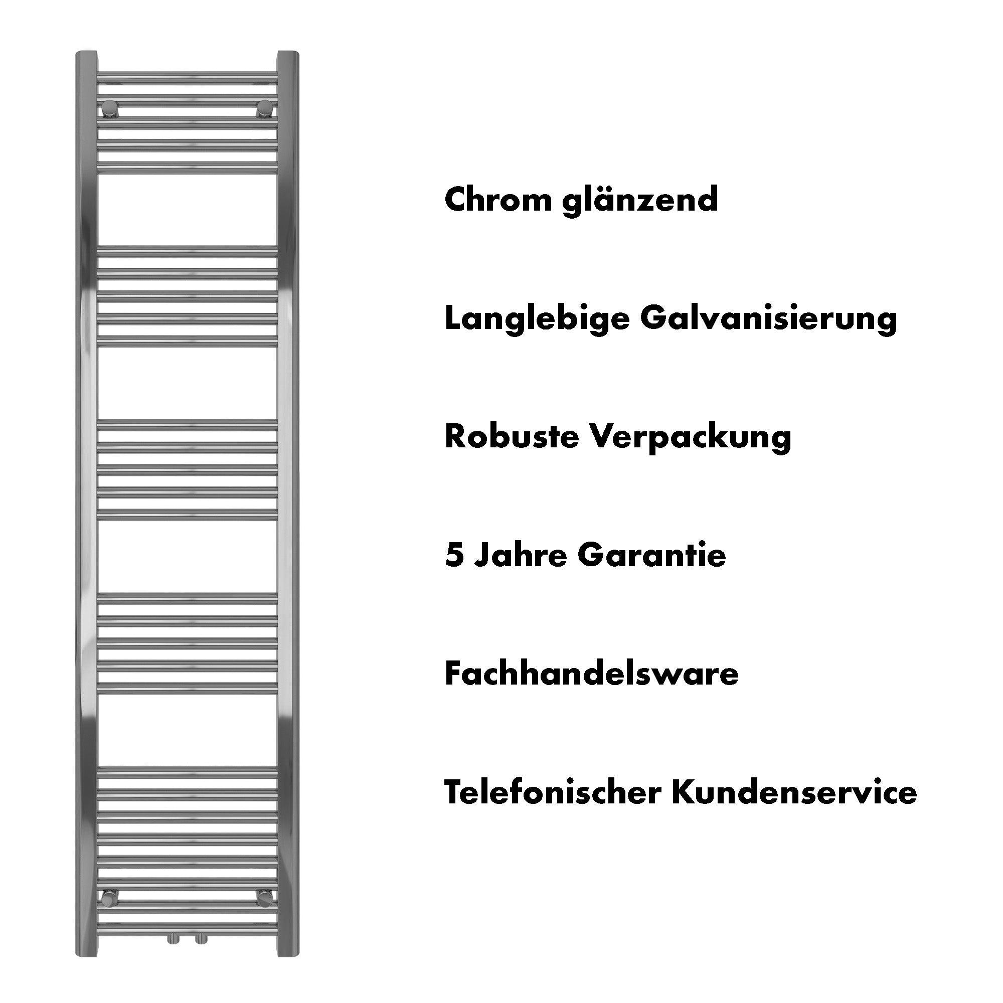 Badheizkörper Carina mit Mittelanschluss chrom - badheizkoerper.net