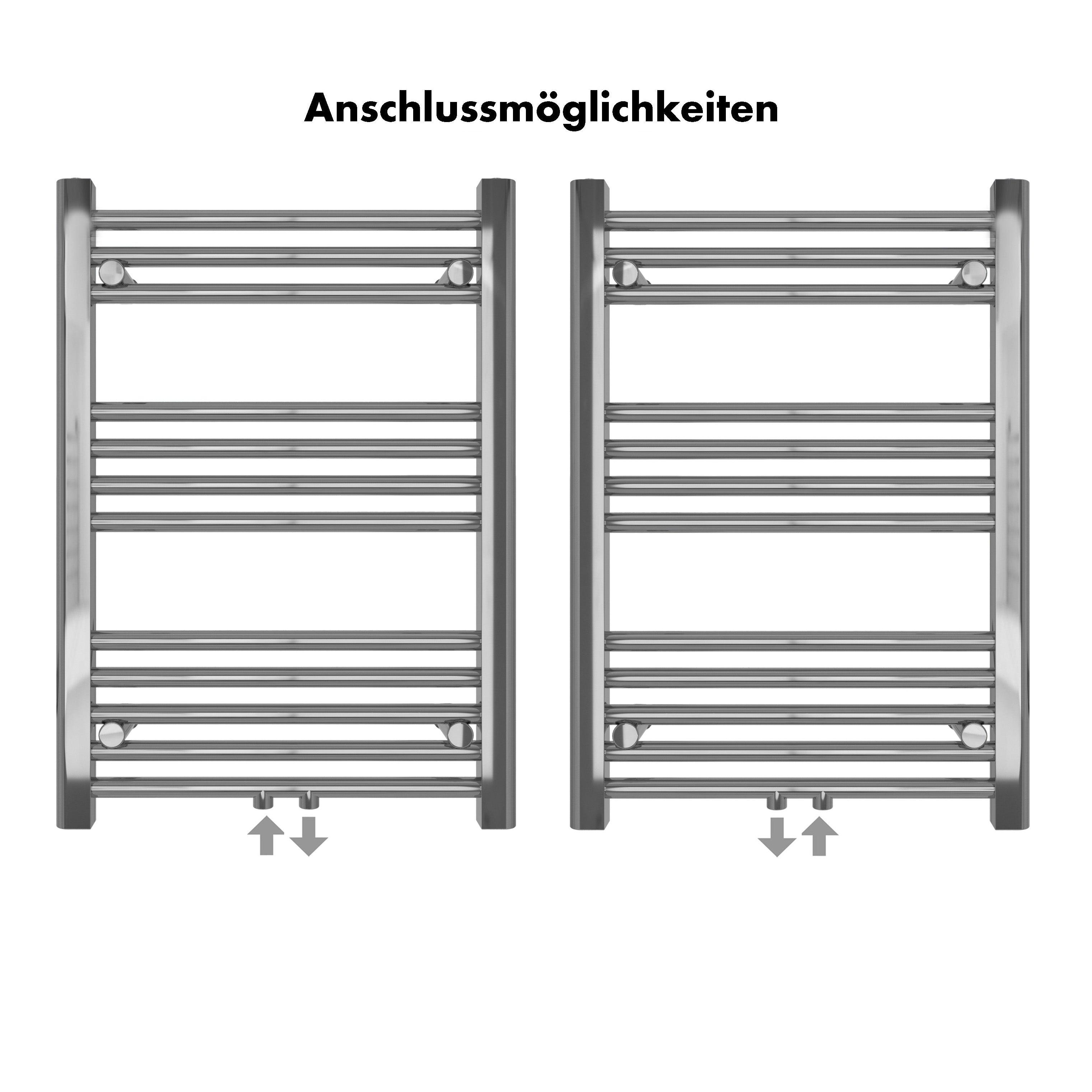 Badheizkörper Carina mit Mittelanschluss chrom - badheizkoerper.net