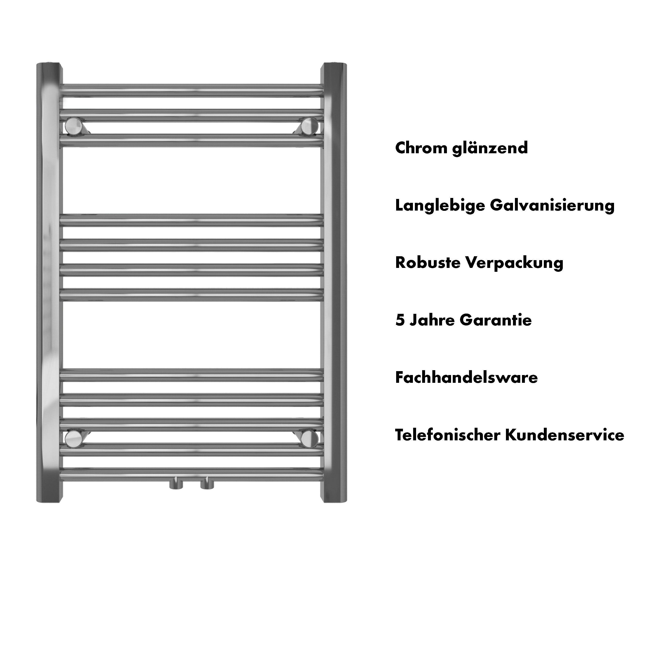 Badheizkörper Carina mit Mittelanschluss chrom - badheizkoerper.net