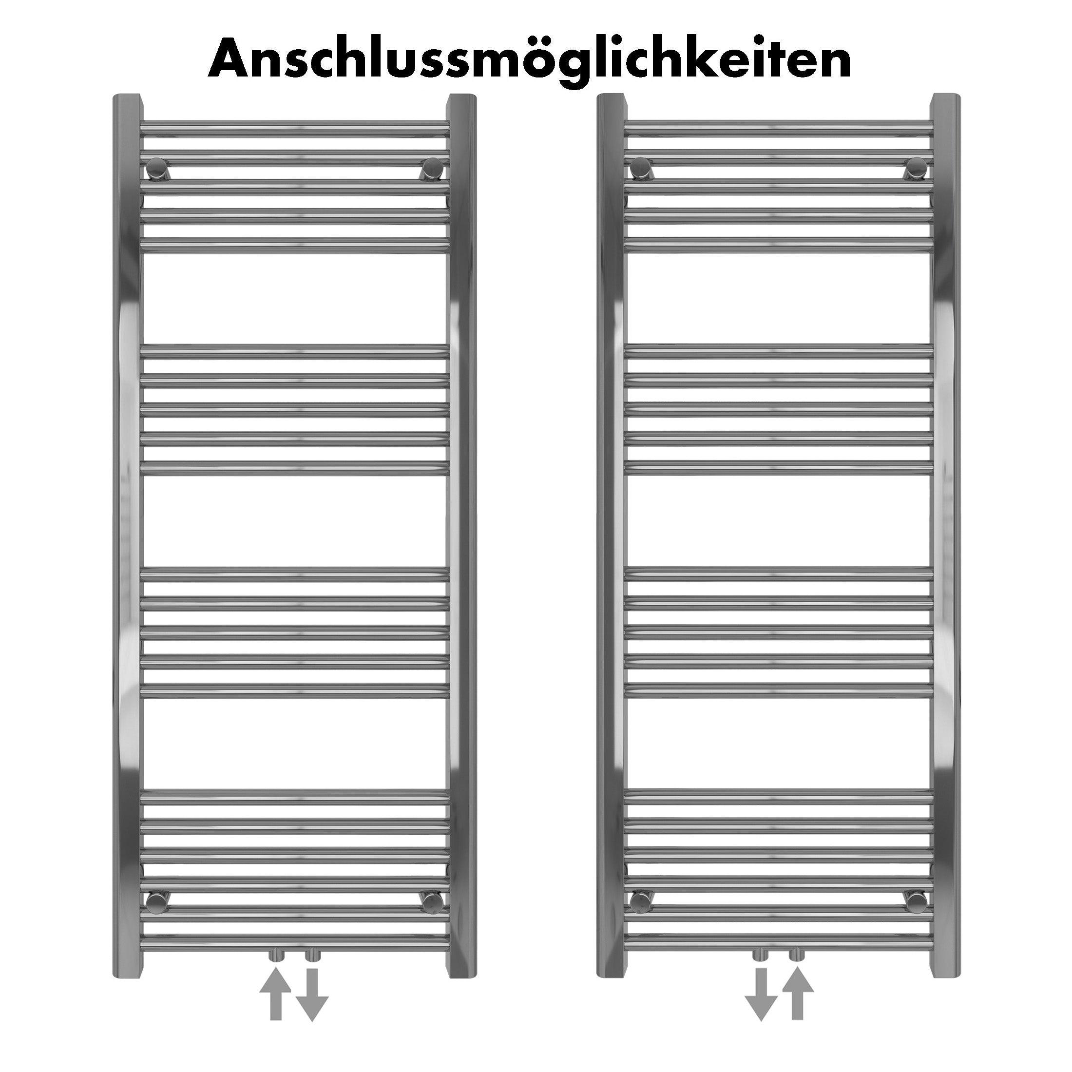 Badheizkörper Carina mit Mittelanschluss chrom - badheizkoerper.net