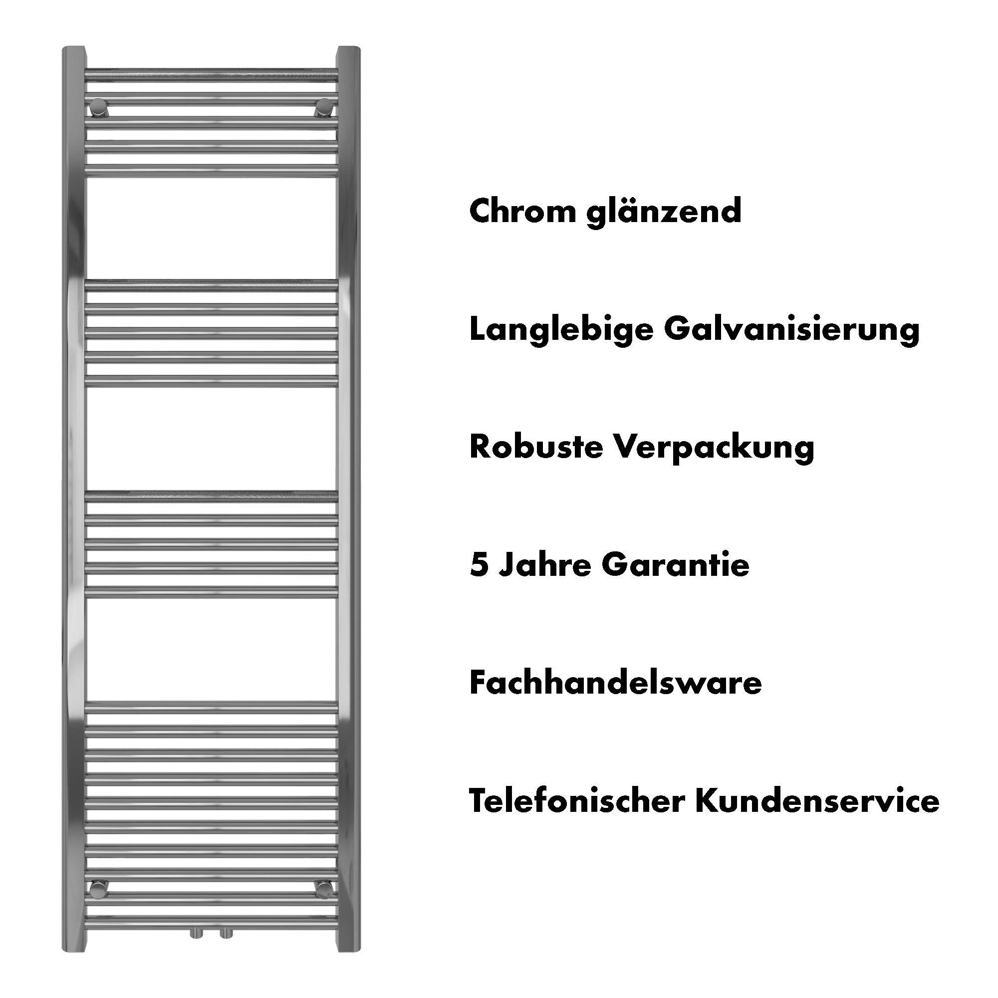 Badheizkörper Carina mit Mittelanschluss chrom - badheizkoerper.net