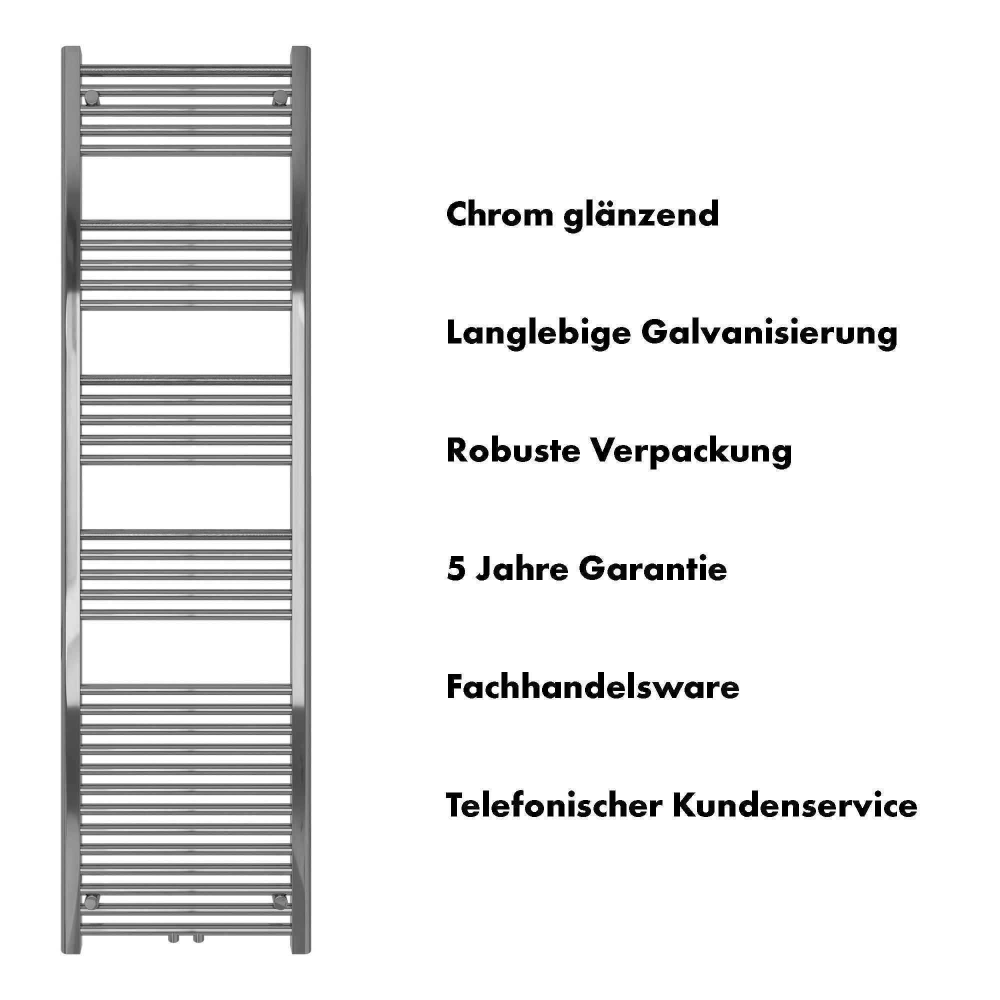 Badheizkörper Carina mit Mittelanschluss chrom - badheizkoerper.net