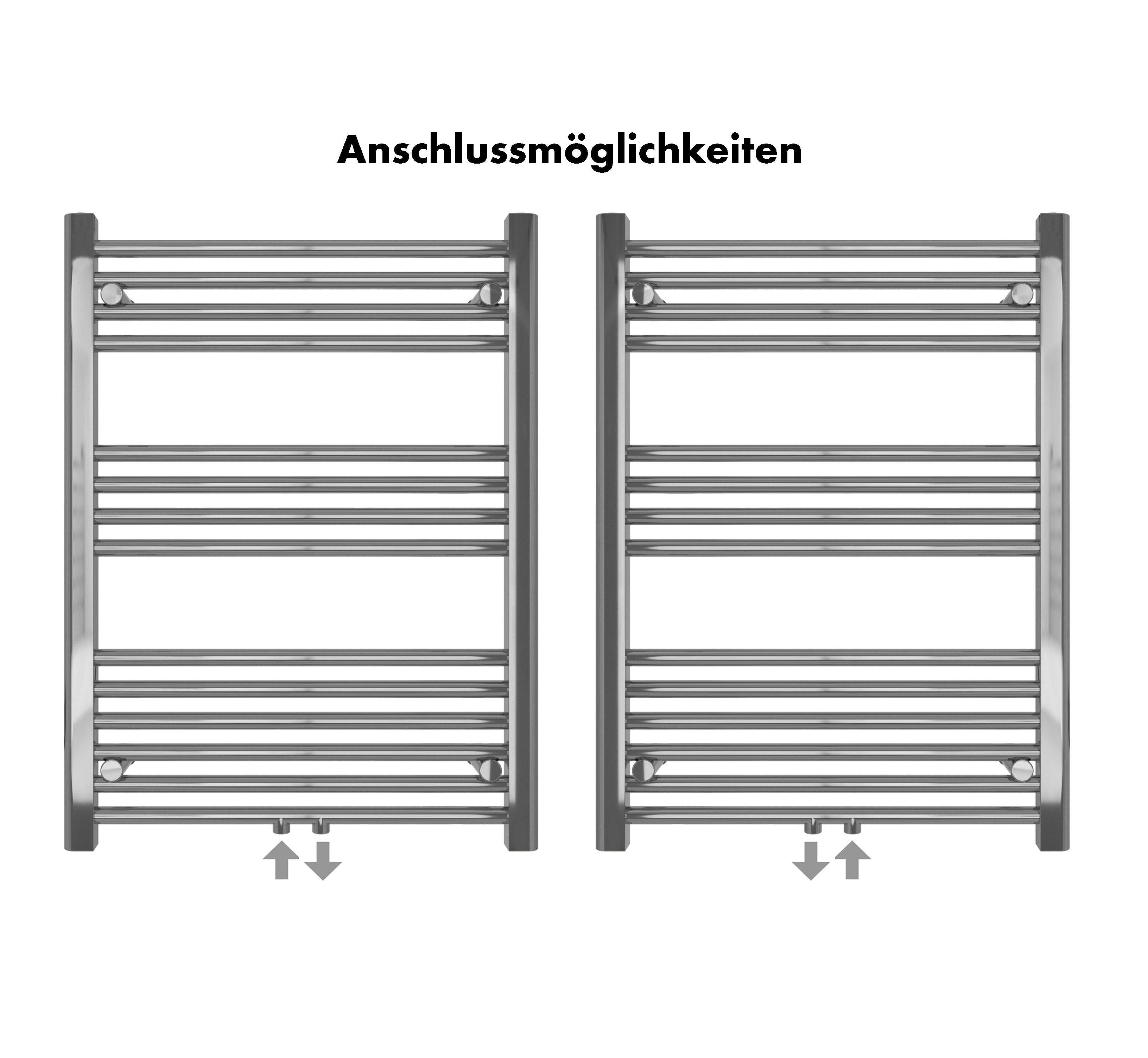 Badheizkörper Carina mit Mittelanschluss chrom - badheizkoerper.net