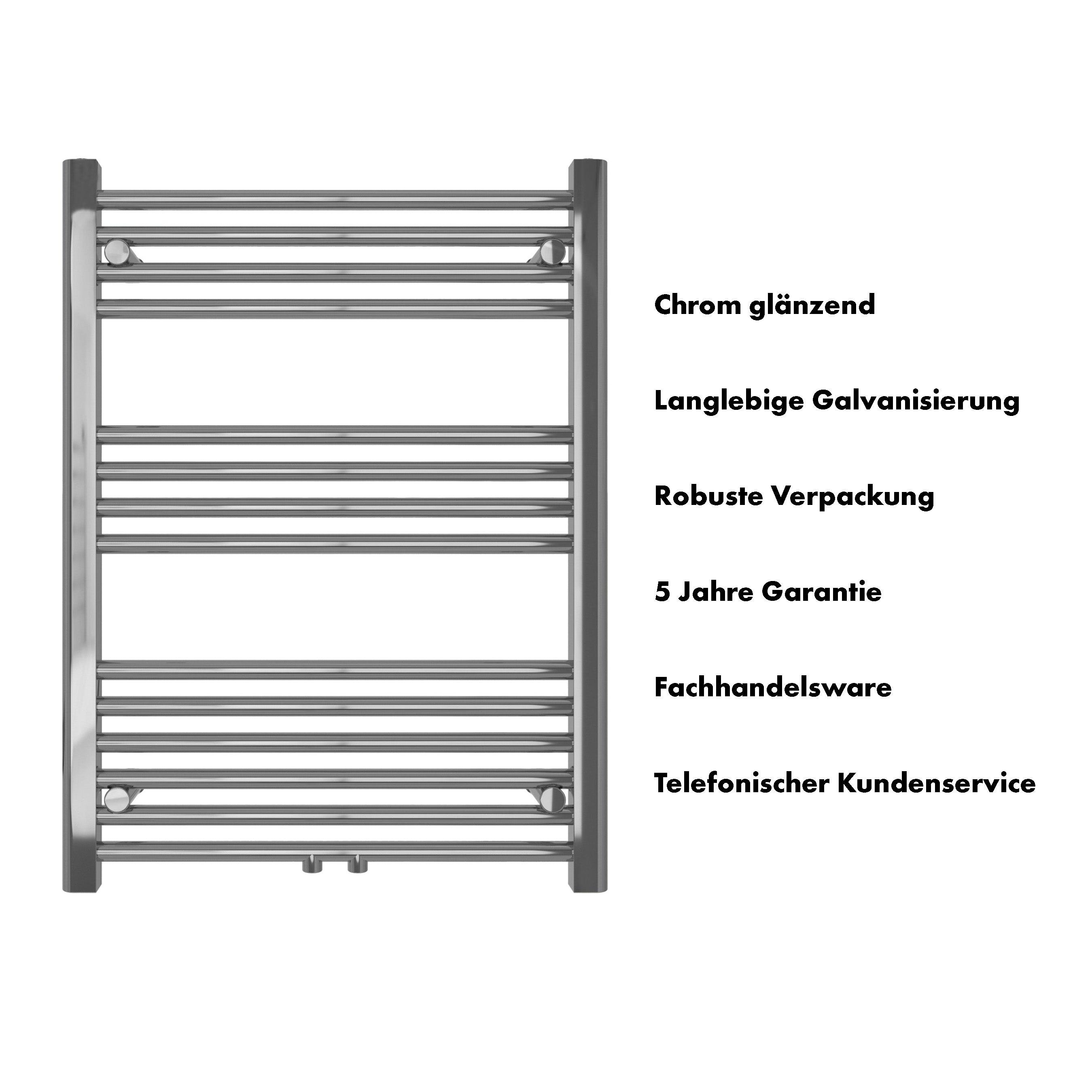 Badheizkörper Carina mit Mittelanschluss chrom - badheizkoerper.net