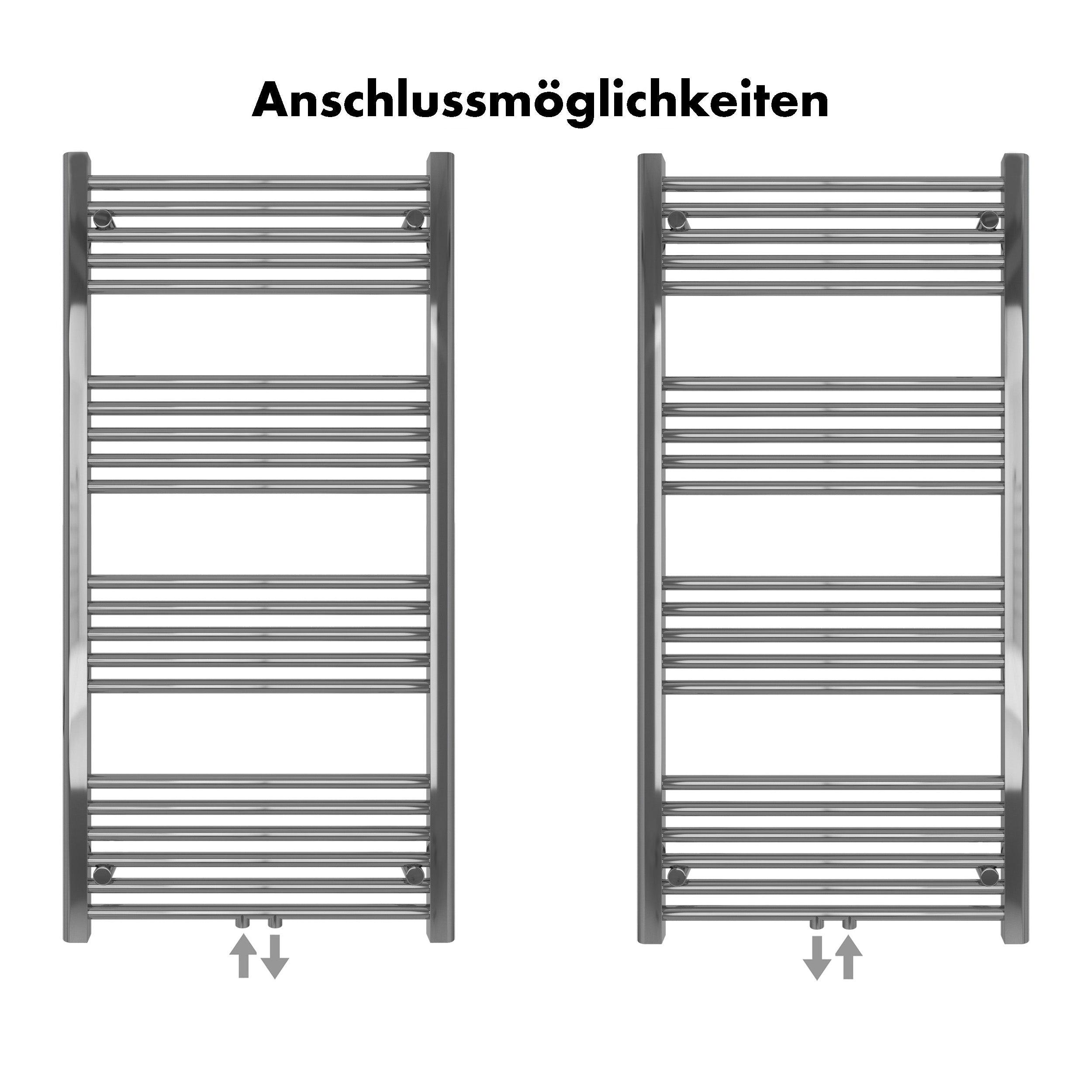 Badheizkörper Carina mit Mittelanschluss chrom - badheizkoerper.net