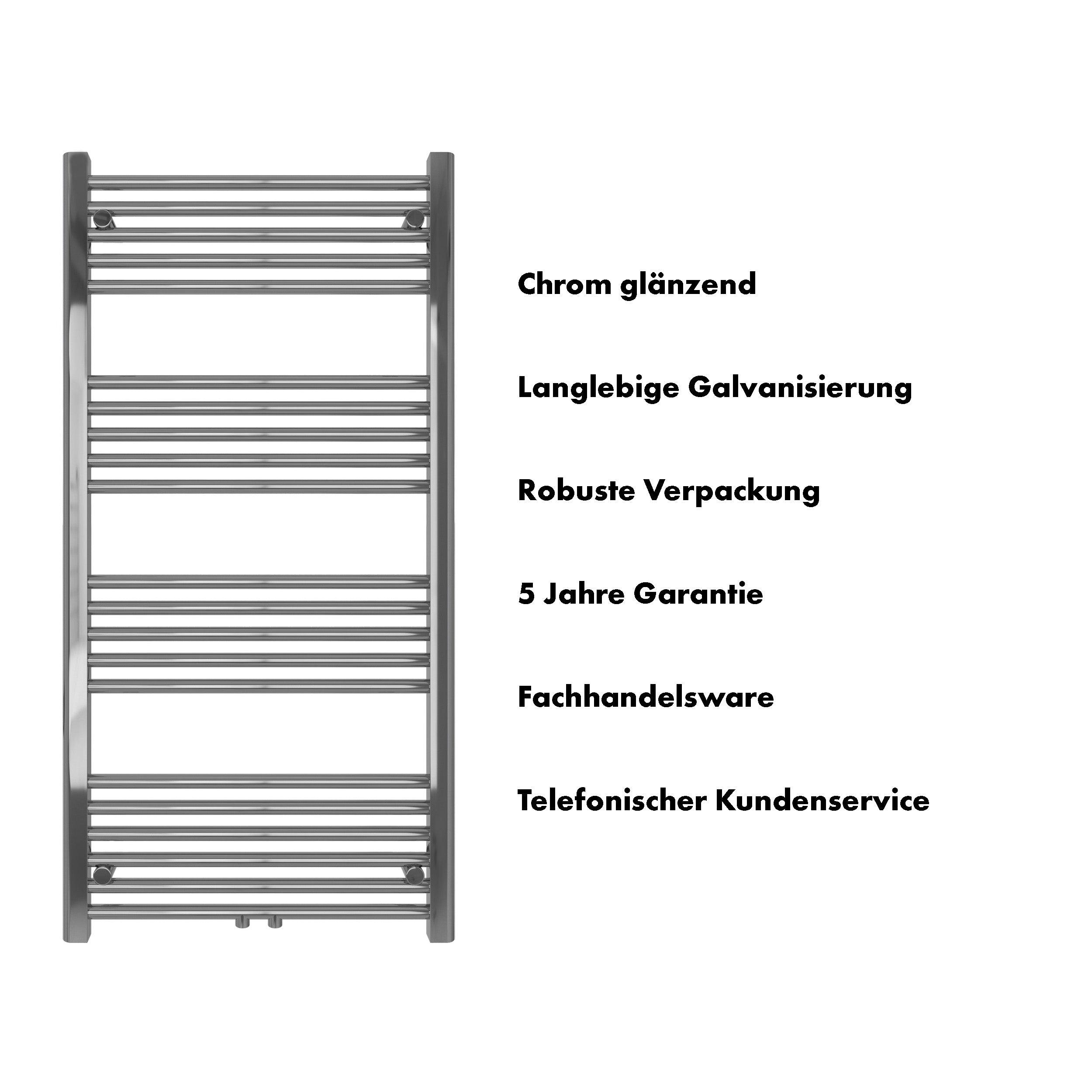 Badheizkörper Carina mit Mittelanschluss chrom - badheizkoerper.net