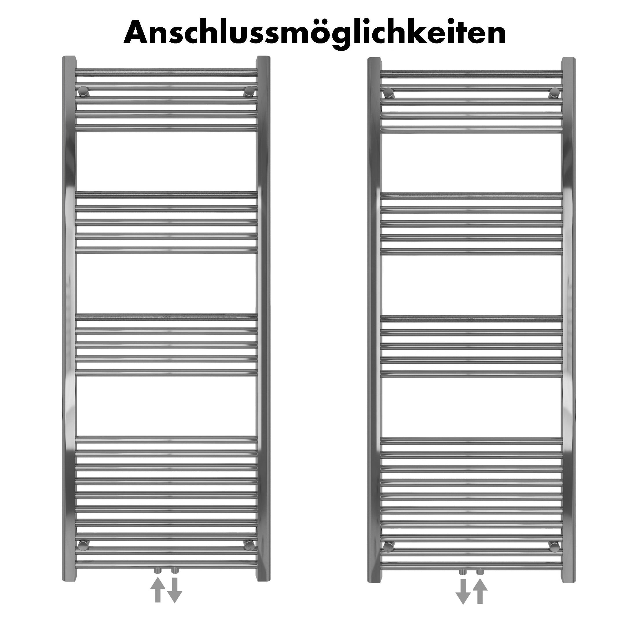 Badheizkörper Carina mit Mittelanschluss chrom - badheizkoerper.net