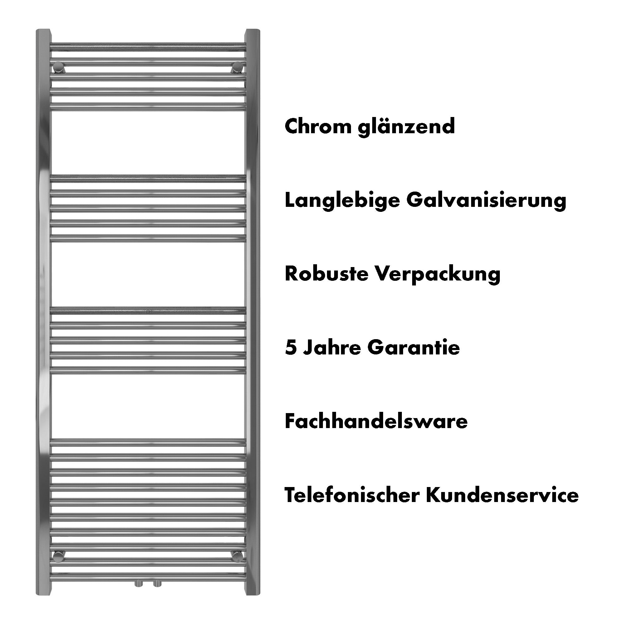 Badheizkörper Carina mit Mittelanschluss chrom - badheizkoerper.net