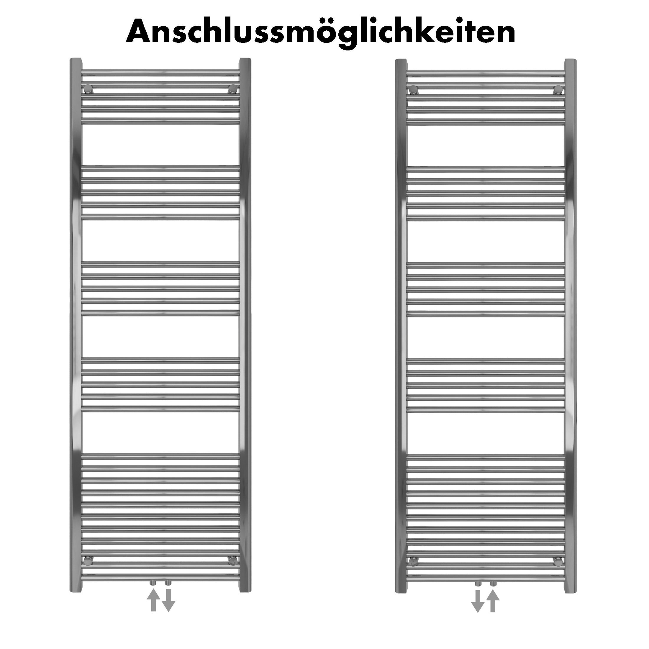 Badheizkörper Carina mit Mittelanschluss chrom - badheizkoerper.net