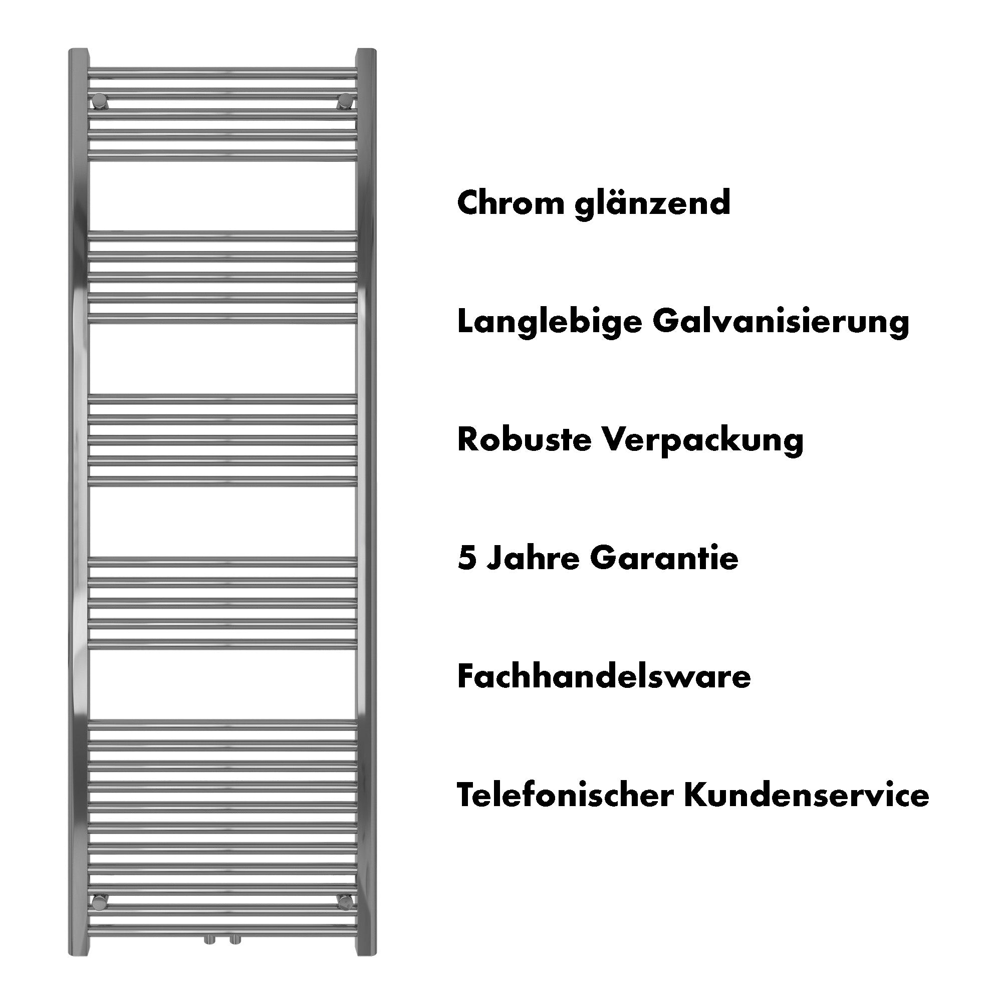 Badheizkörper Carina mit Mittelanschluss chrom - badheizkoerper.net