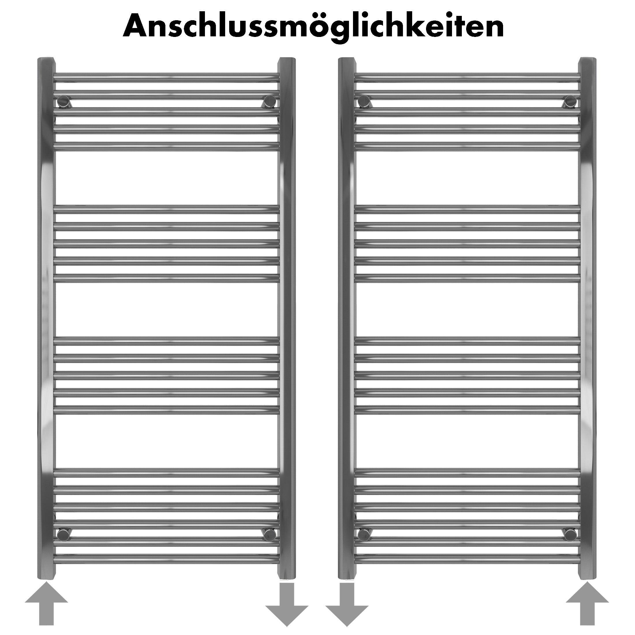 Badheizkörper Leo mit Seitenanschluss chrom - badheizkoerper.net