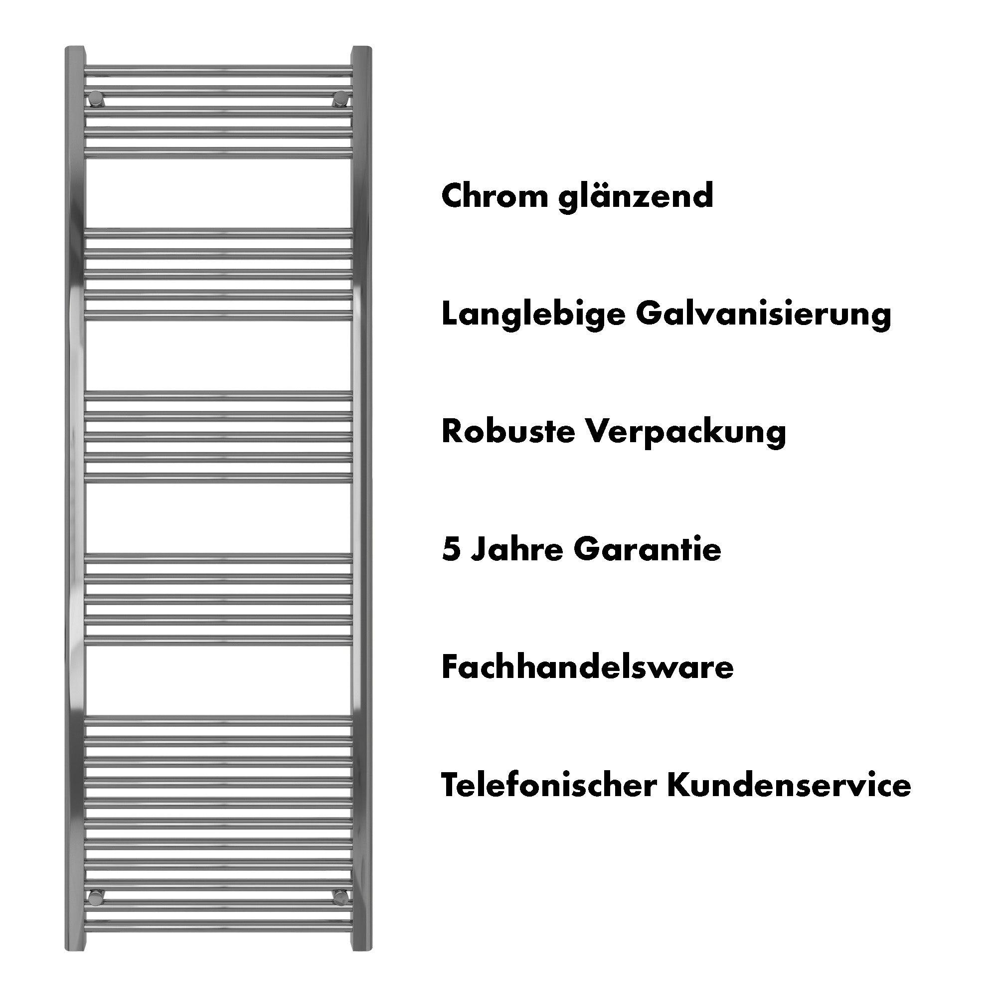 Badheizkörper Leo mit Seitenanschluss chrom - badheizkoerper.net